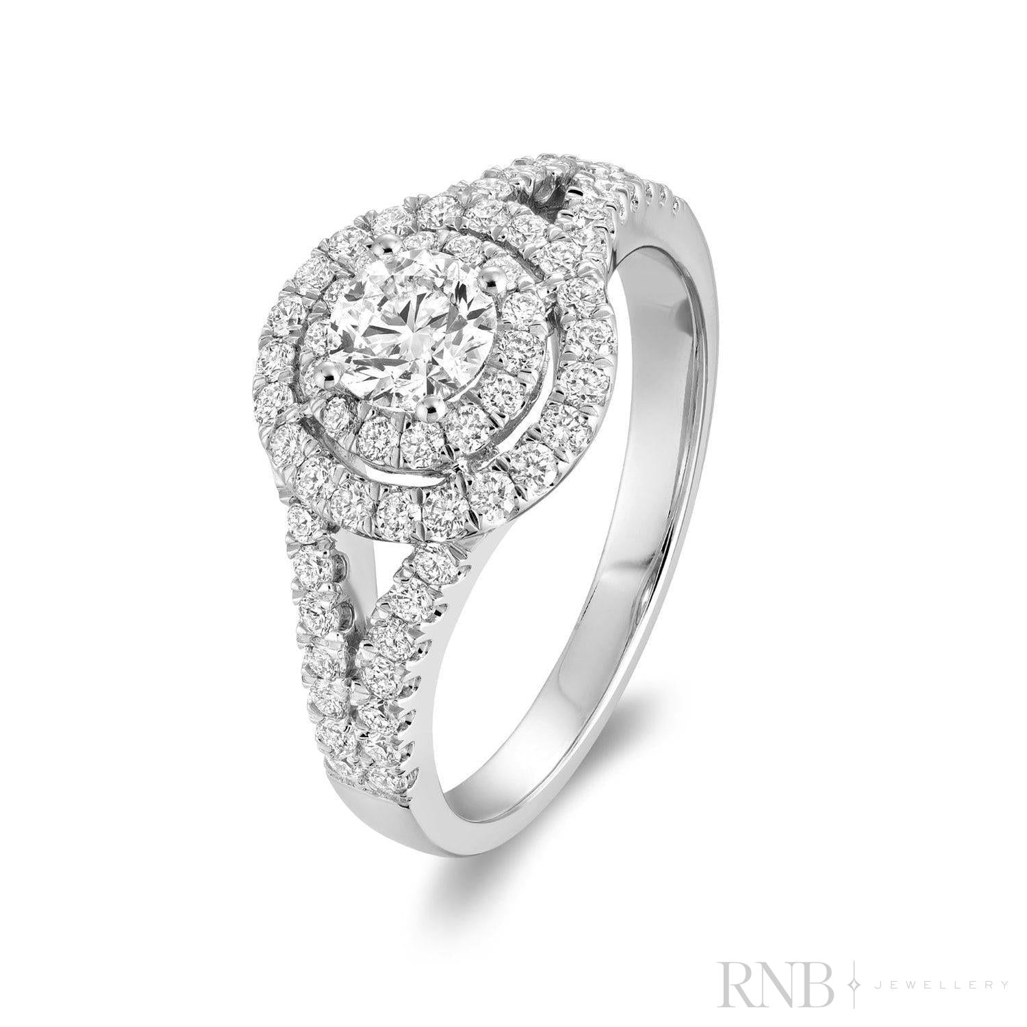 Double Halo Diamond Engagement Ring-RNB Jewellery