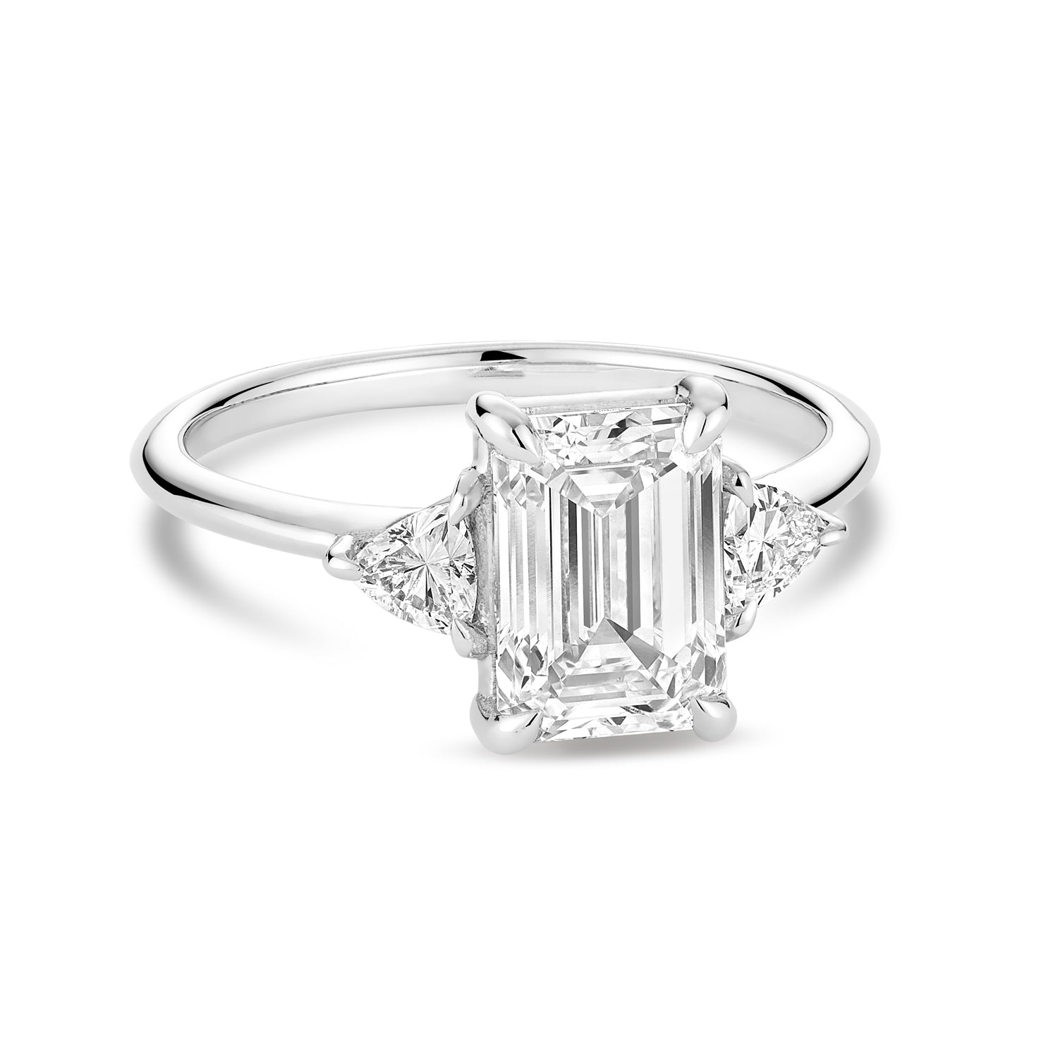 Trinity Bridal Collection Emerald & Trillion Cut Lab Grown Diamond Ring