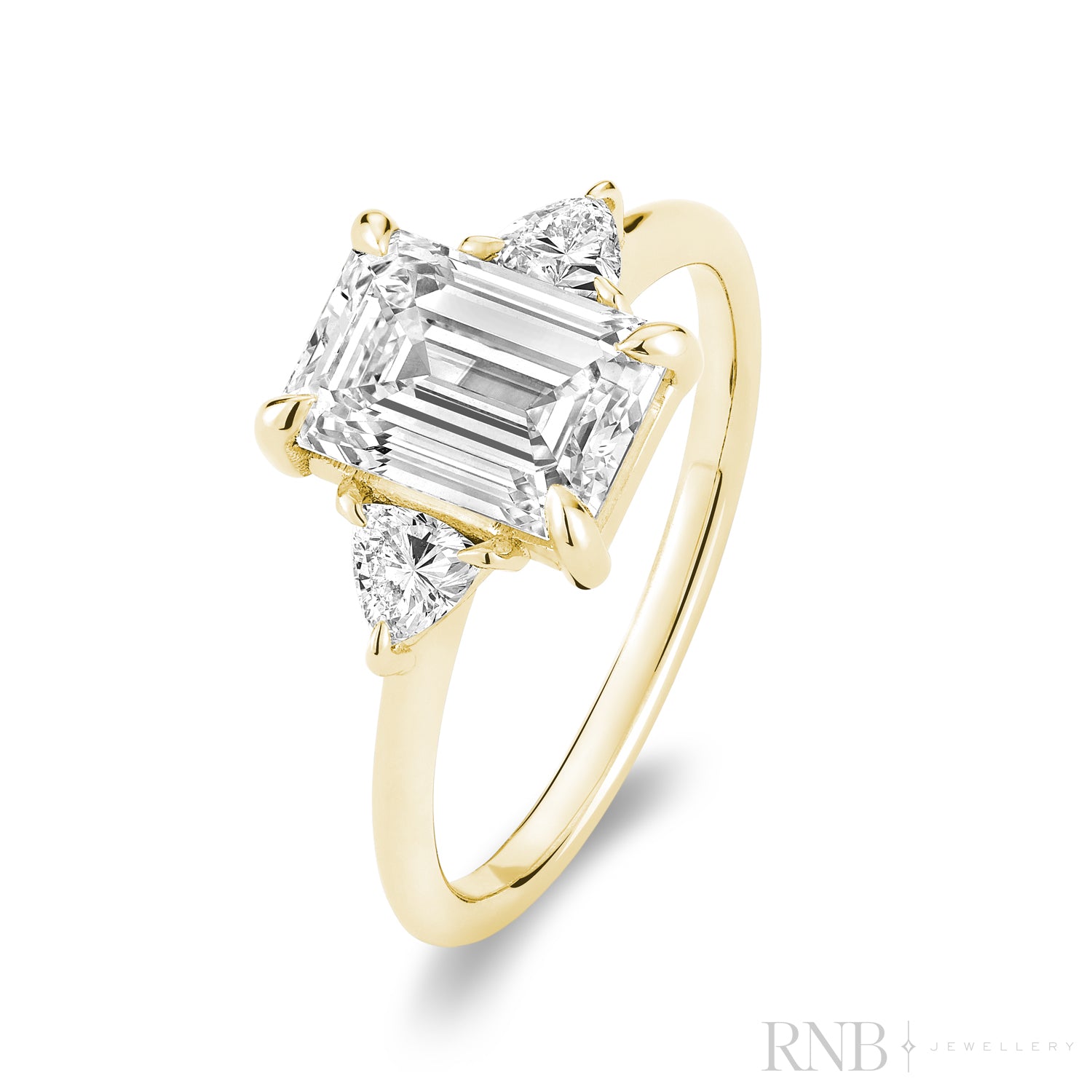 Trinity Bridal Collection Emerald & Trillion Cut Lab Grown Diamond Ring
