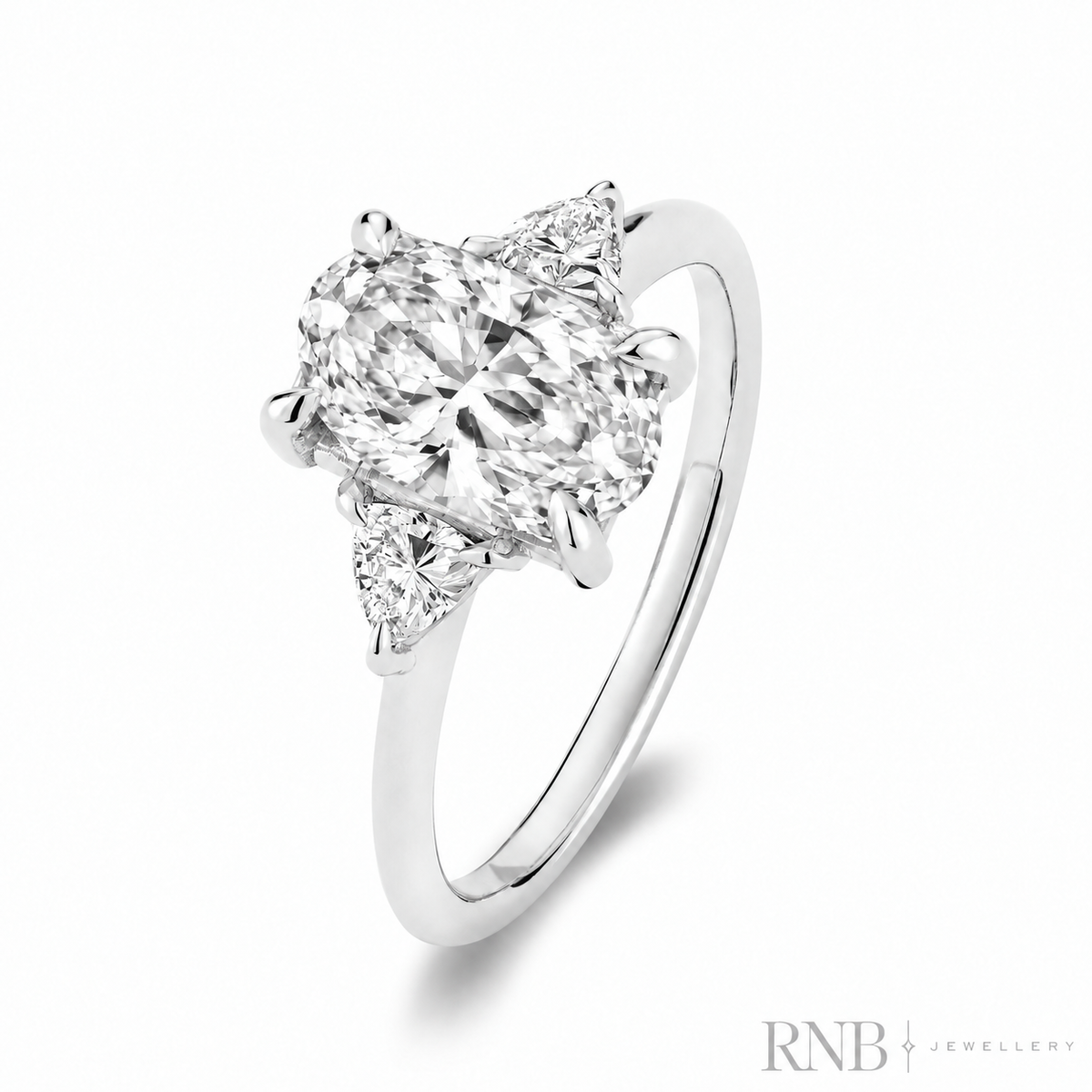 Trinity Bridal Collection Oval & Trillion Cut Lab Grown Diamond Ring - White Gold