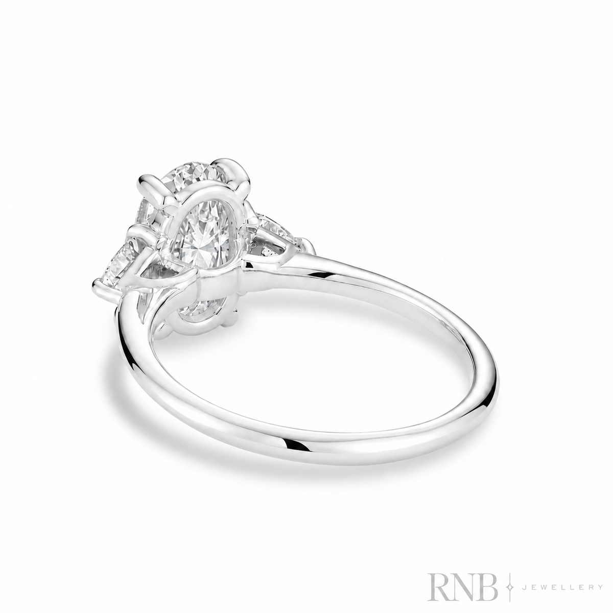 Trinity Bridal Collection Oval & Trillion Cut Lab Grown Diamond Ring - White Gold back view
