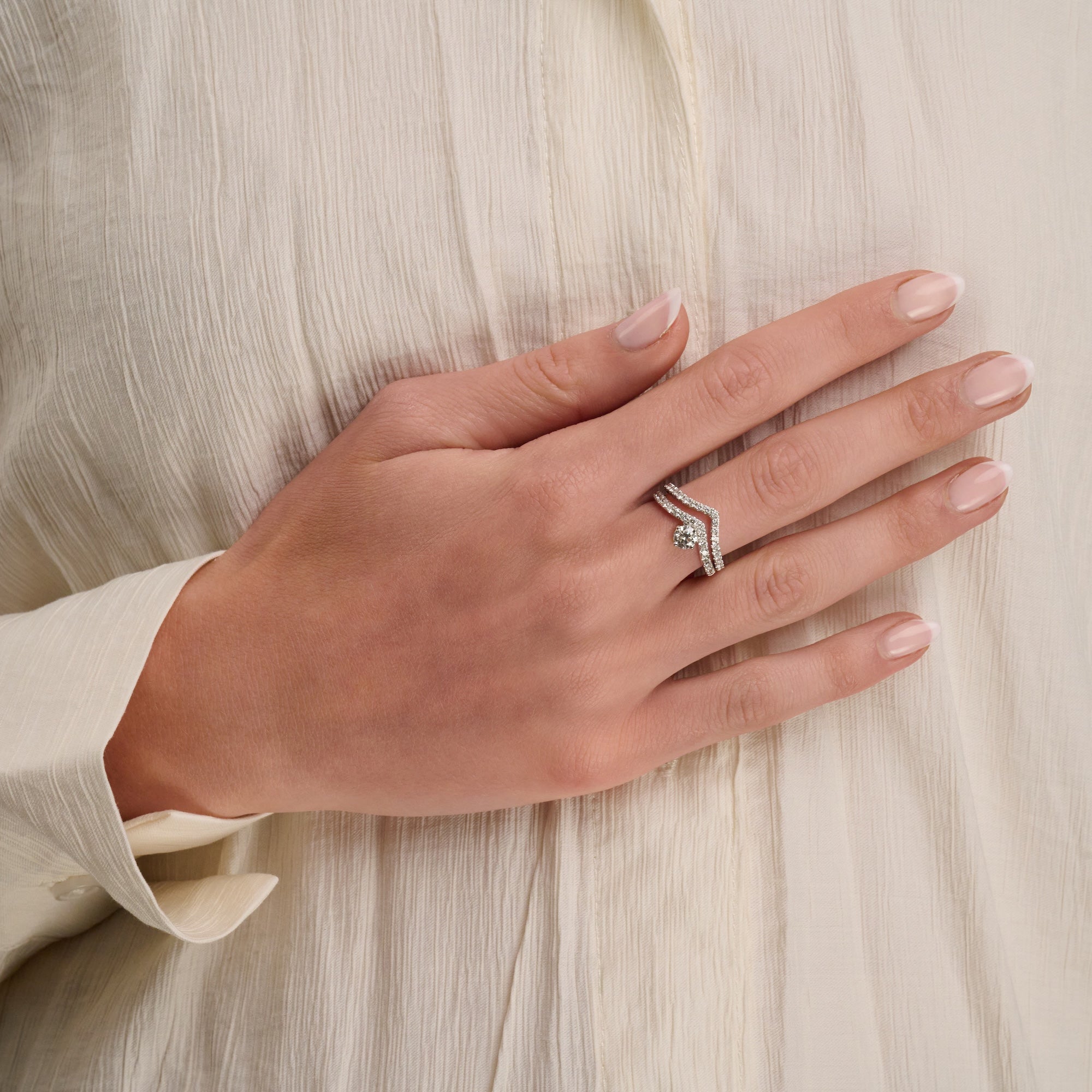 V-Shape Semi Eternity Bridal Diamond Band