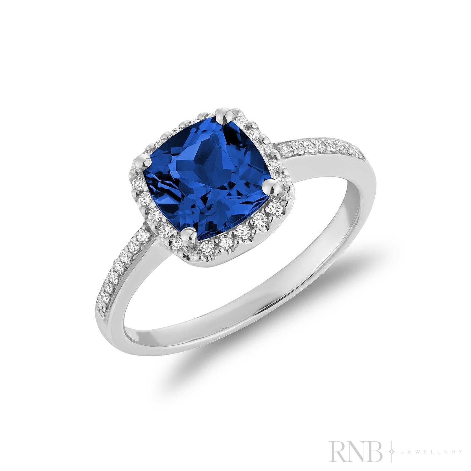 Cushion Cut Precious Stone & Diamond Halo Ring-RNB Jewellery