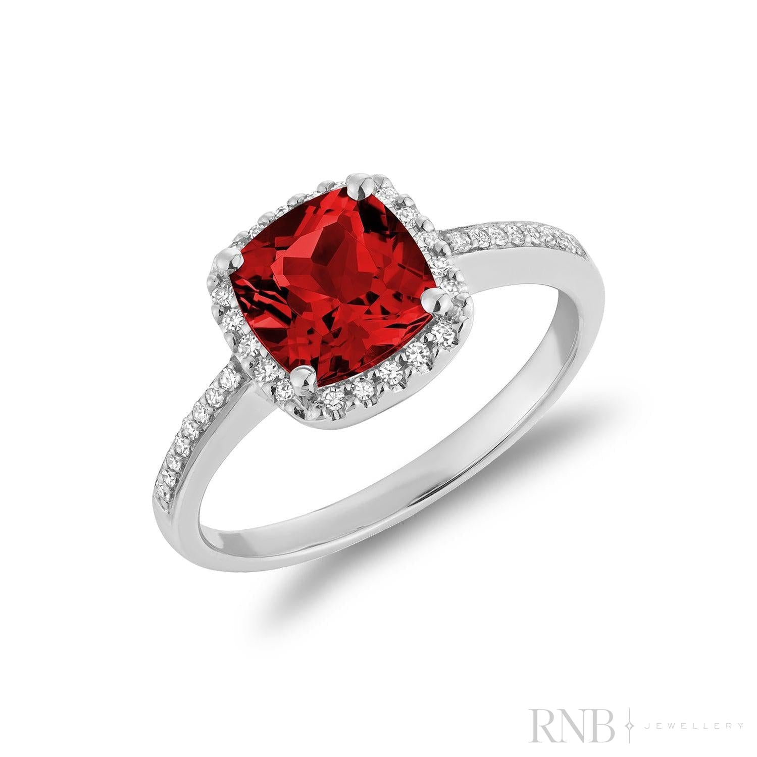 Cushion Cut Precious Stone & Diamond Halo Ring-RNB Jewellery
