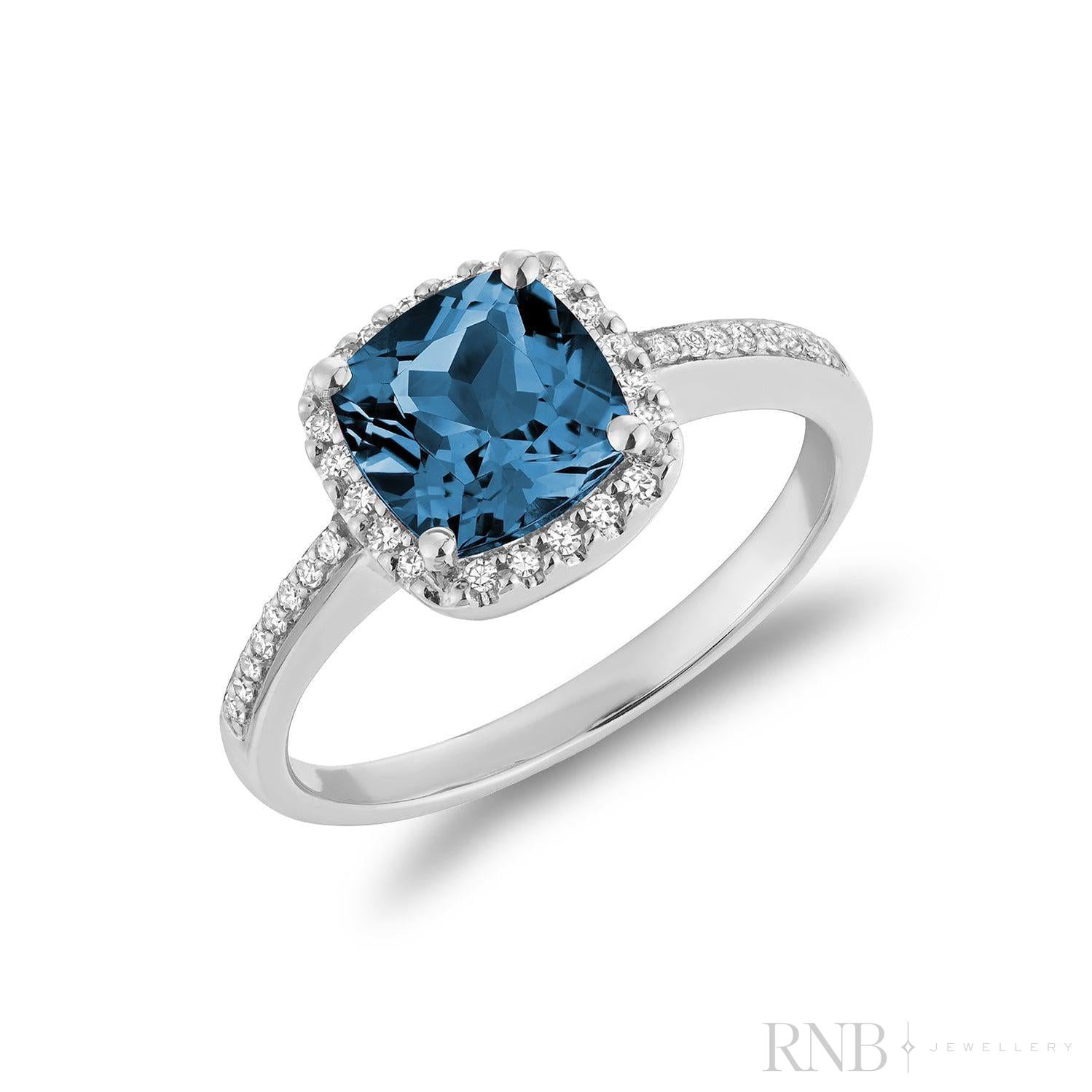 Cushion Cut Precious Stone & Diamond Halo Ring-RNB Jewellery