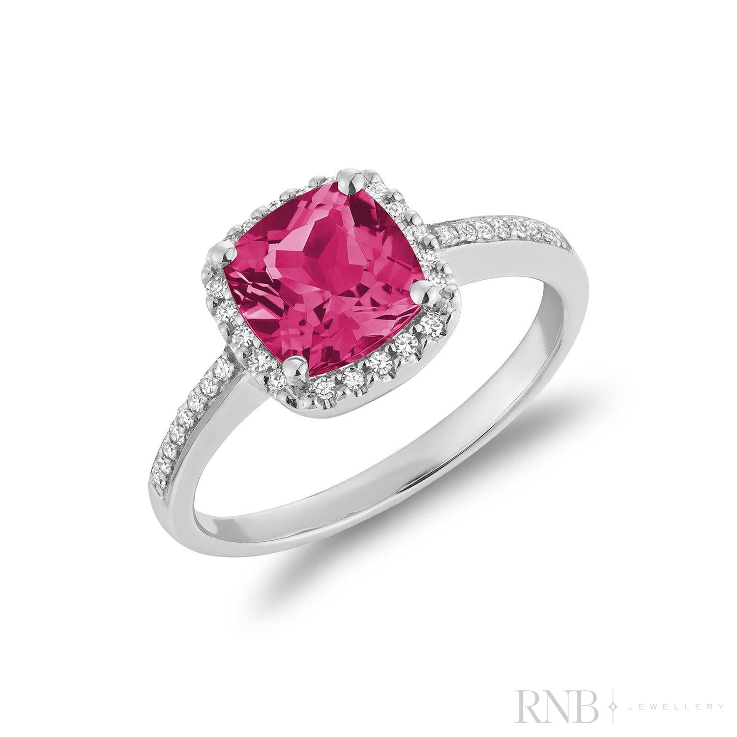 Cushion Cut Precious Stone & Diamond Halo Ring-RNB Jewellery