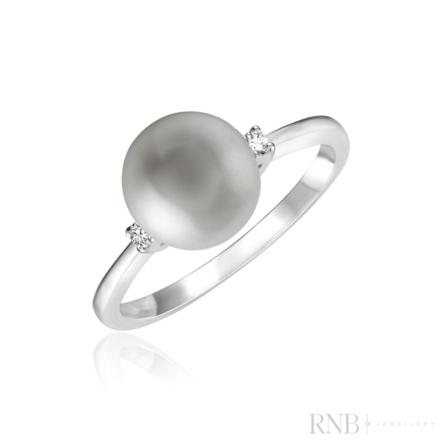 Cultured Pearl & Diamond Ring-RNB Jewellery