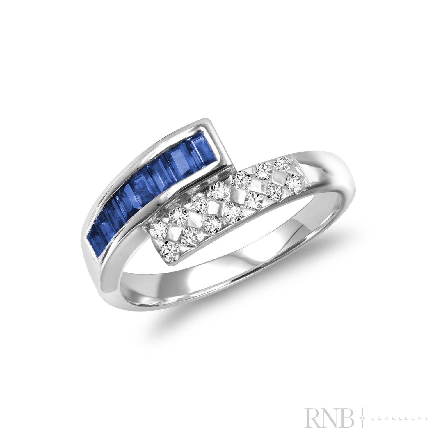 Bypass Precious Stone & Diamond Ring-RNB Jewellery