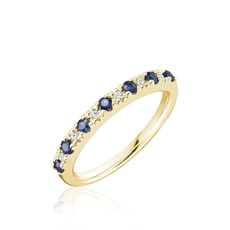 Bague semi-éternité en pierres précieuses et diamants