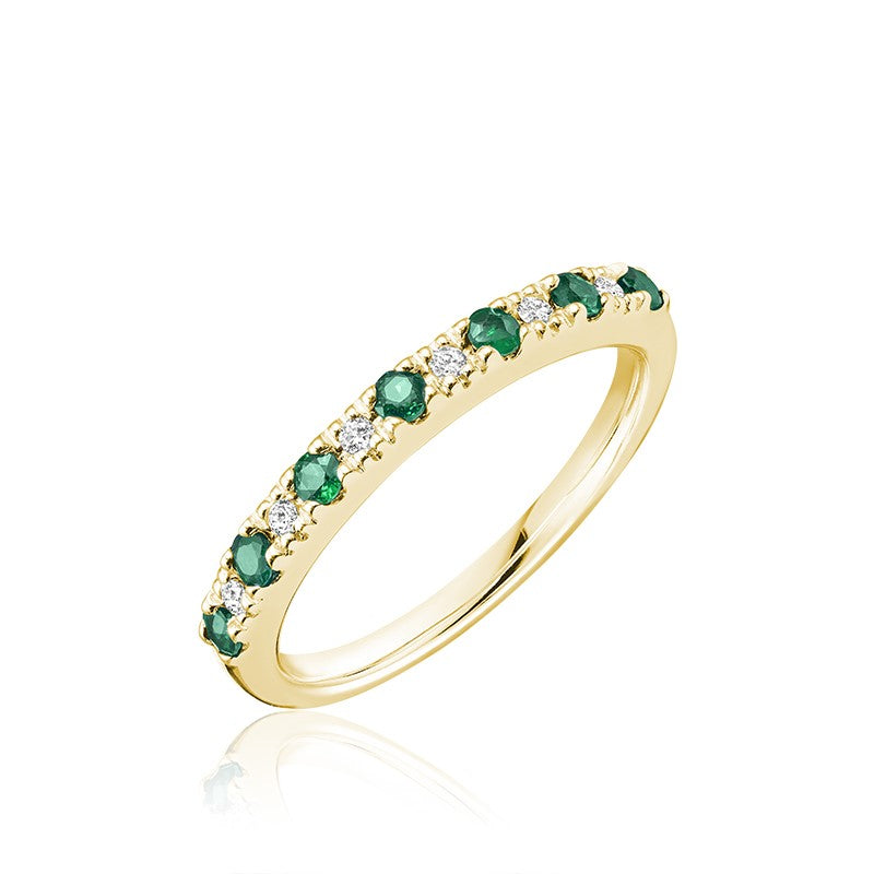 Bague semi-éternité en pierres précieuses et diamants