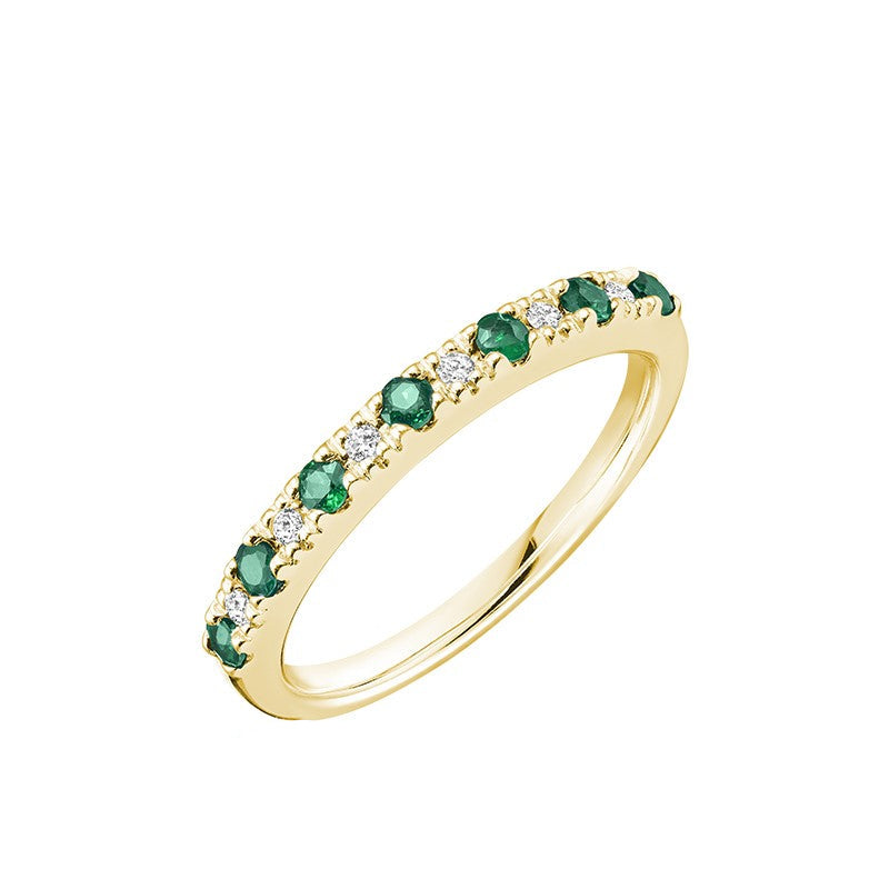 Bague semi-éternité en pierres précieuses et diamants