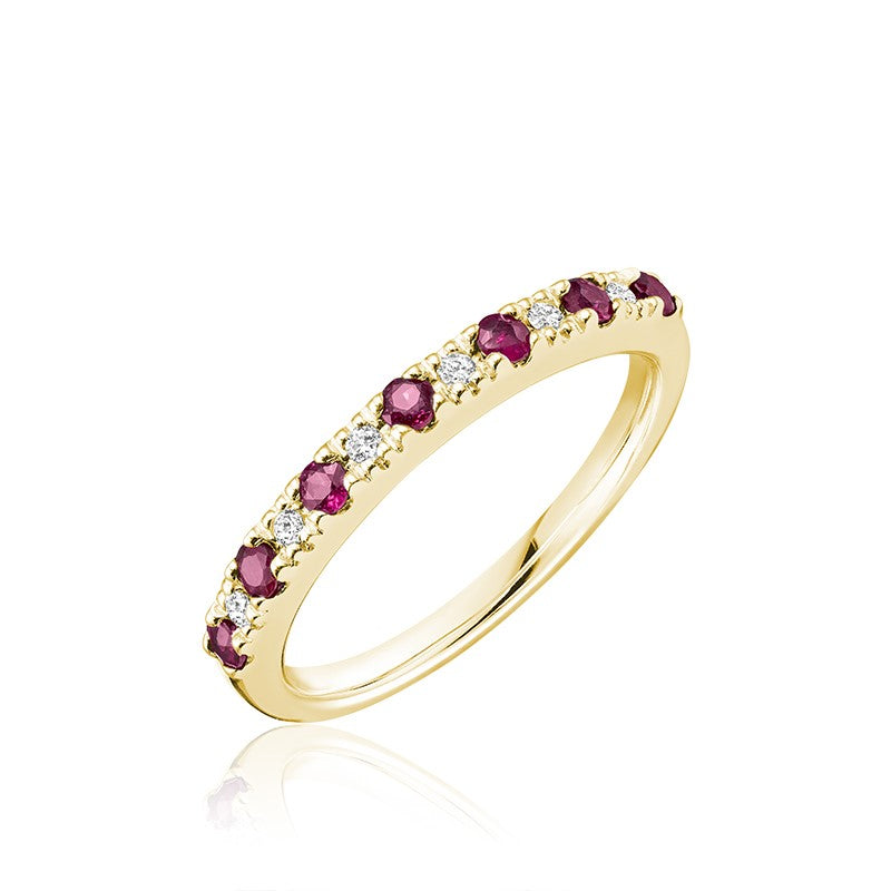 Bague semi-éternité en pierres précieuses et diamants