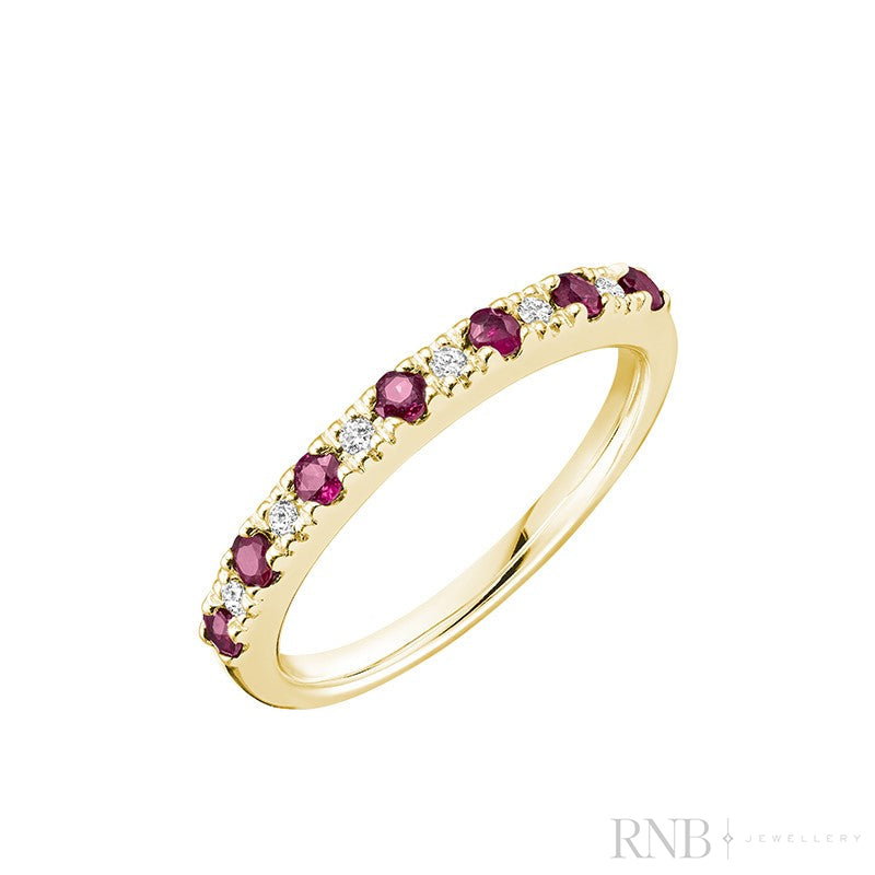 Bague semi-éternité en pierres précieuses et diamants