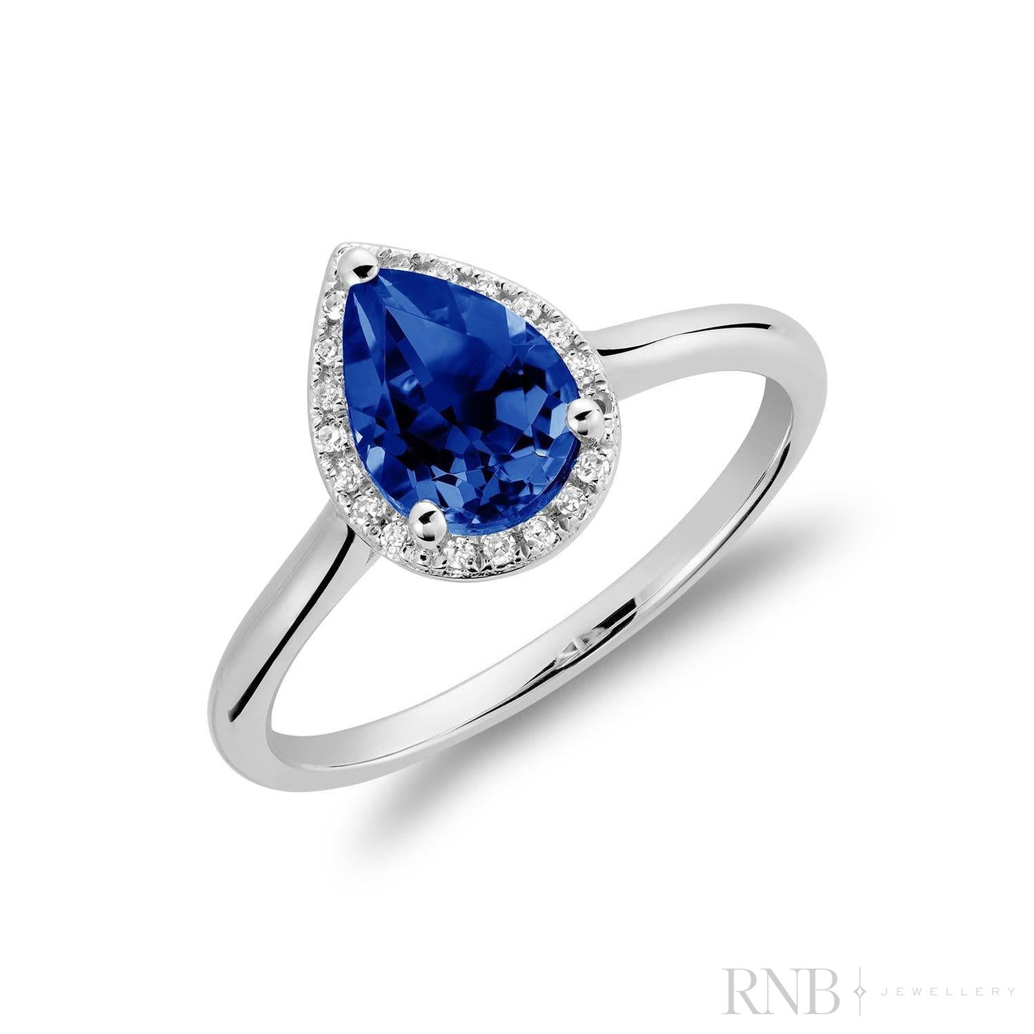 Teardrop Precious Stone & Diamond Ring-RNB Jewellery