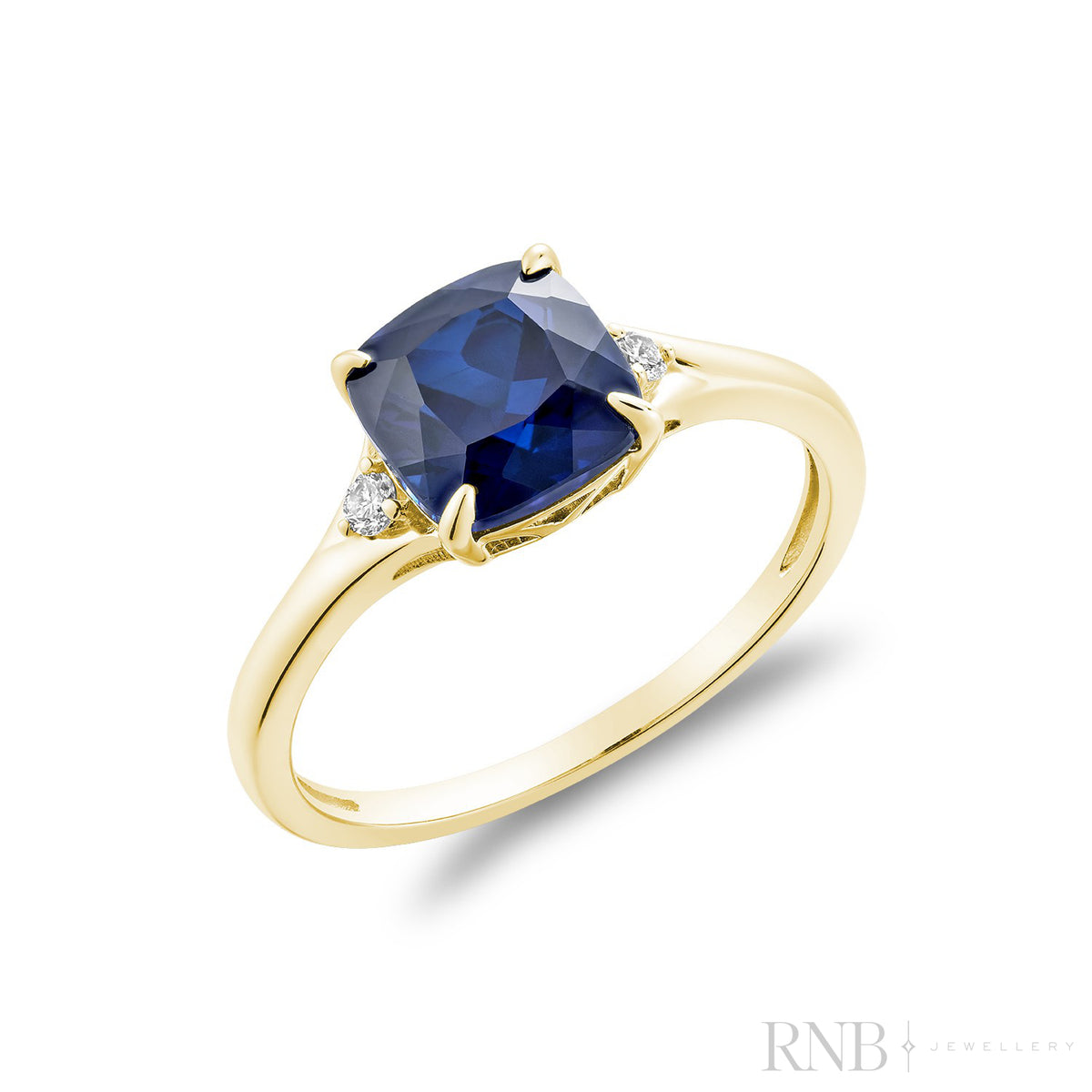 Bague solitaire en pierre précieuse taille coussin et diamant