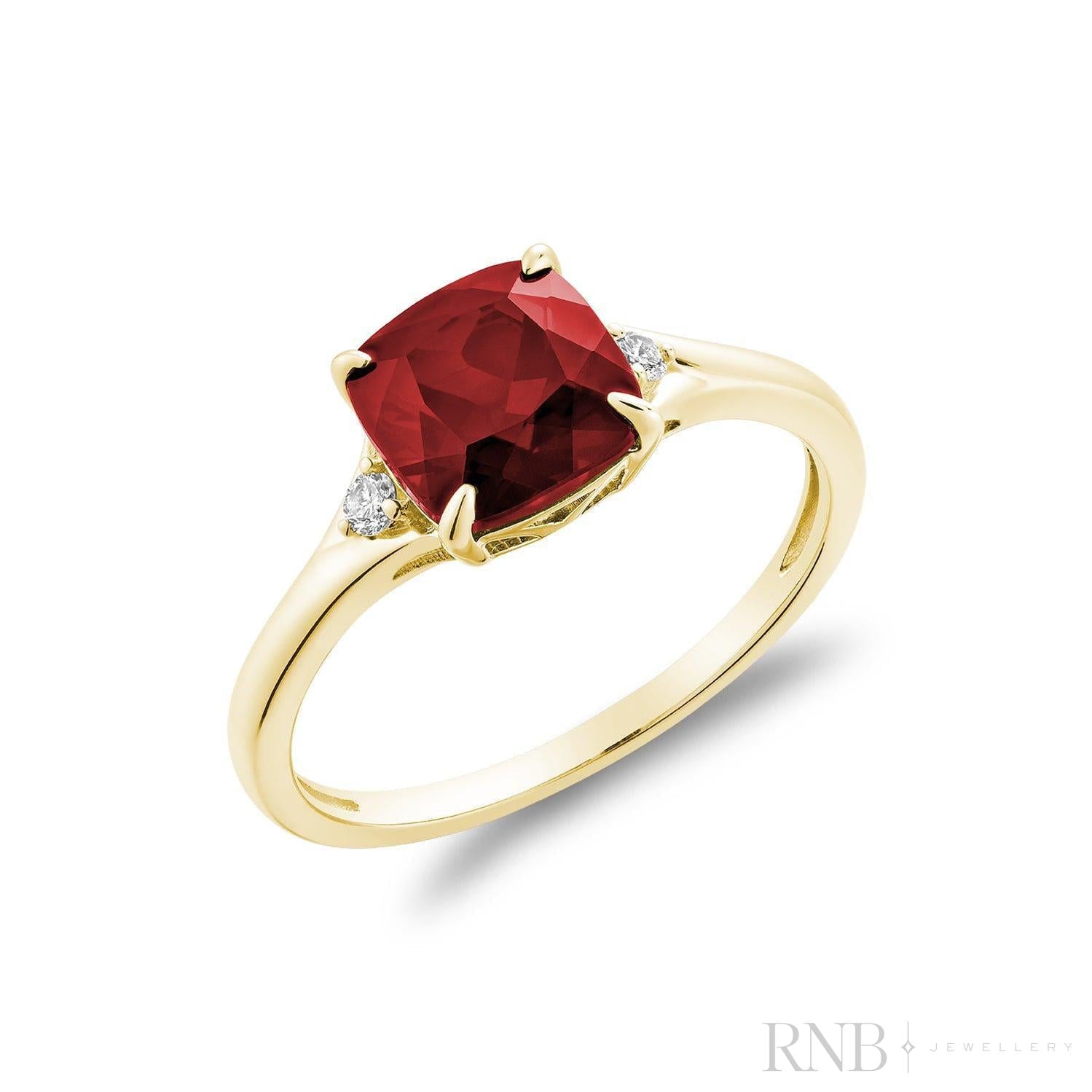 Solitaire Cushion Cut Gemstone & Diamond Ring-RNB Jewellery