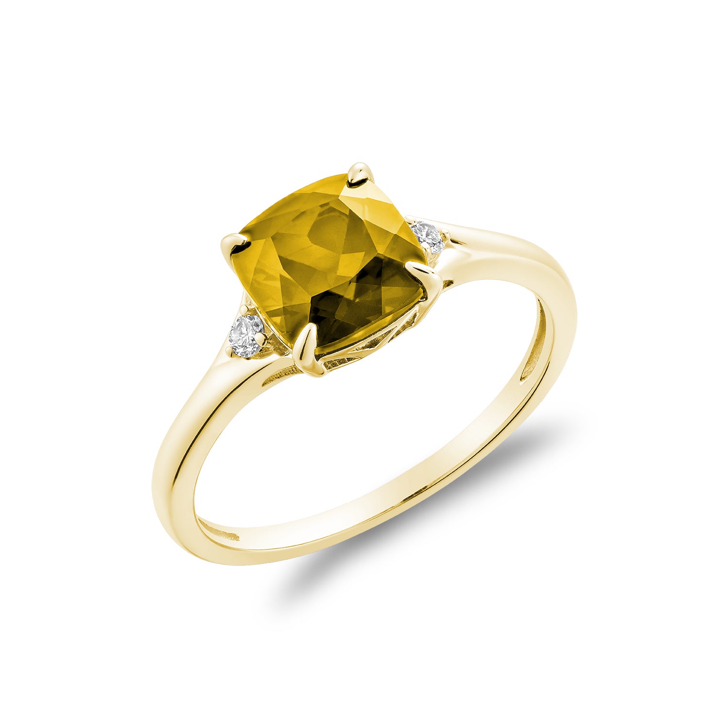 Solitaire Cushion Cut Gemstone & Diamond Ring