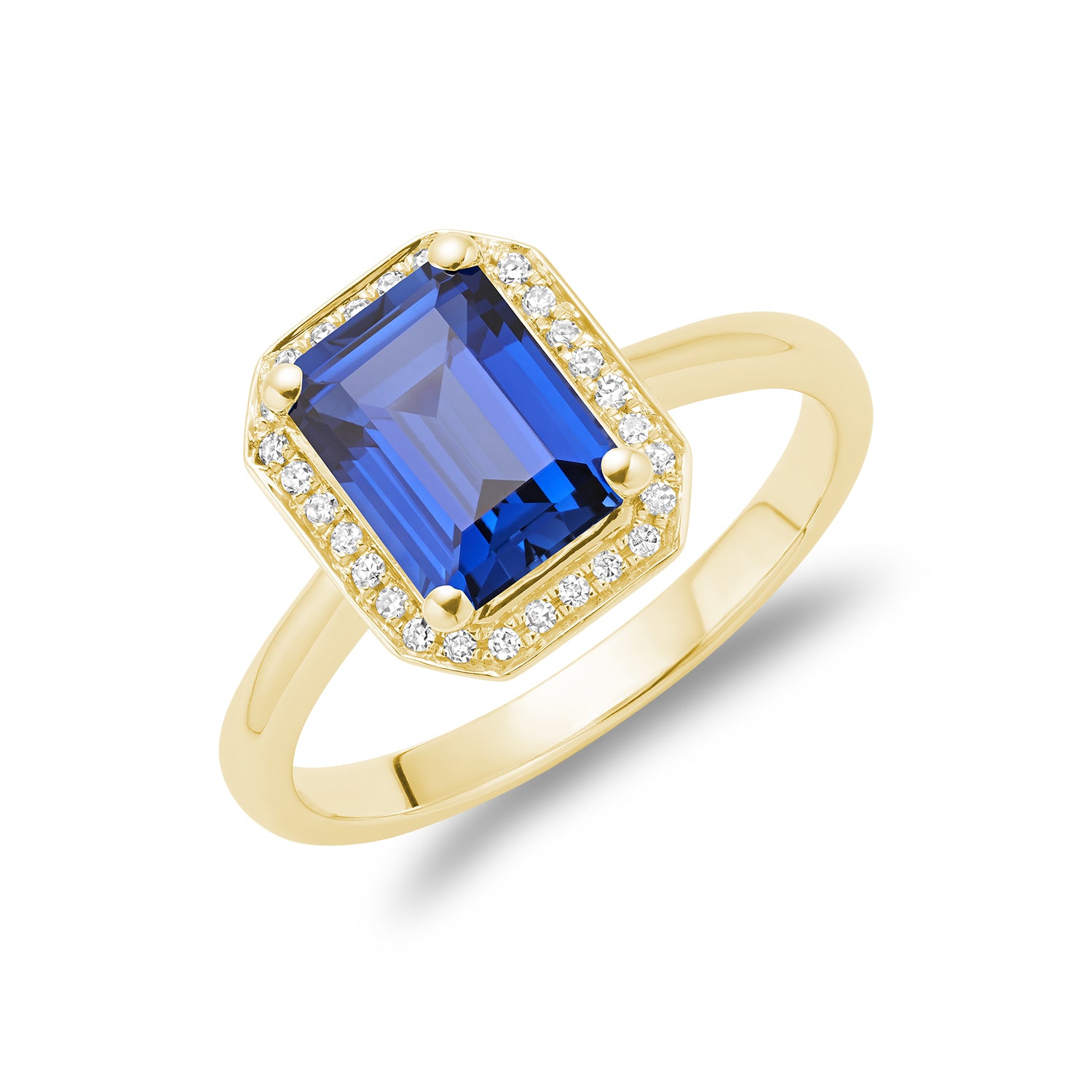 Bague en pierre précieuse et diamant taille émeraude