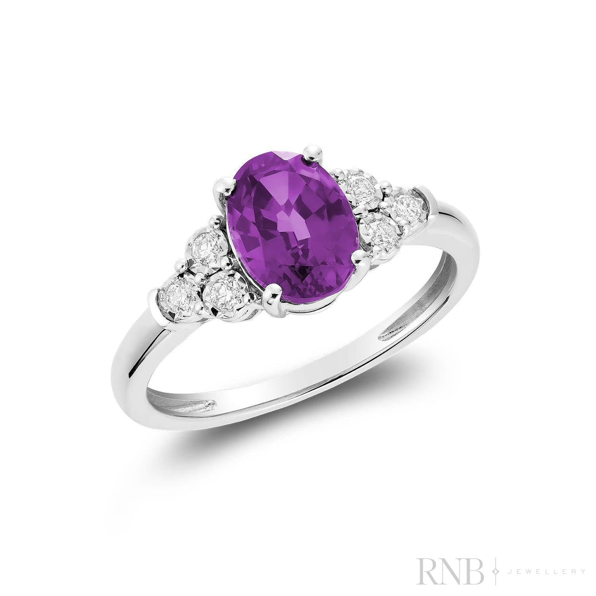 Oval Amethyst & Diamond Ring