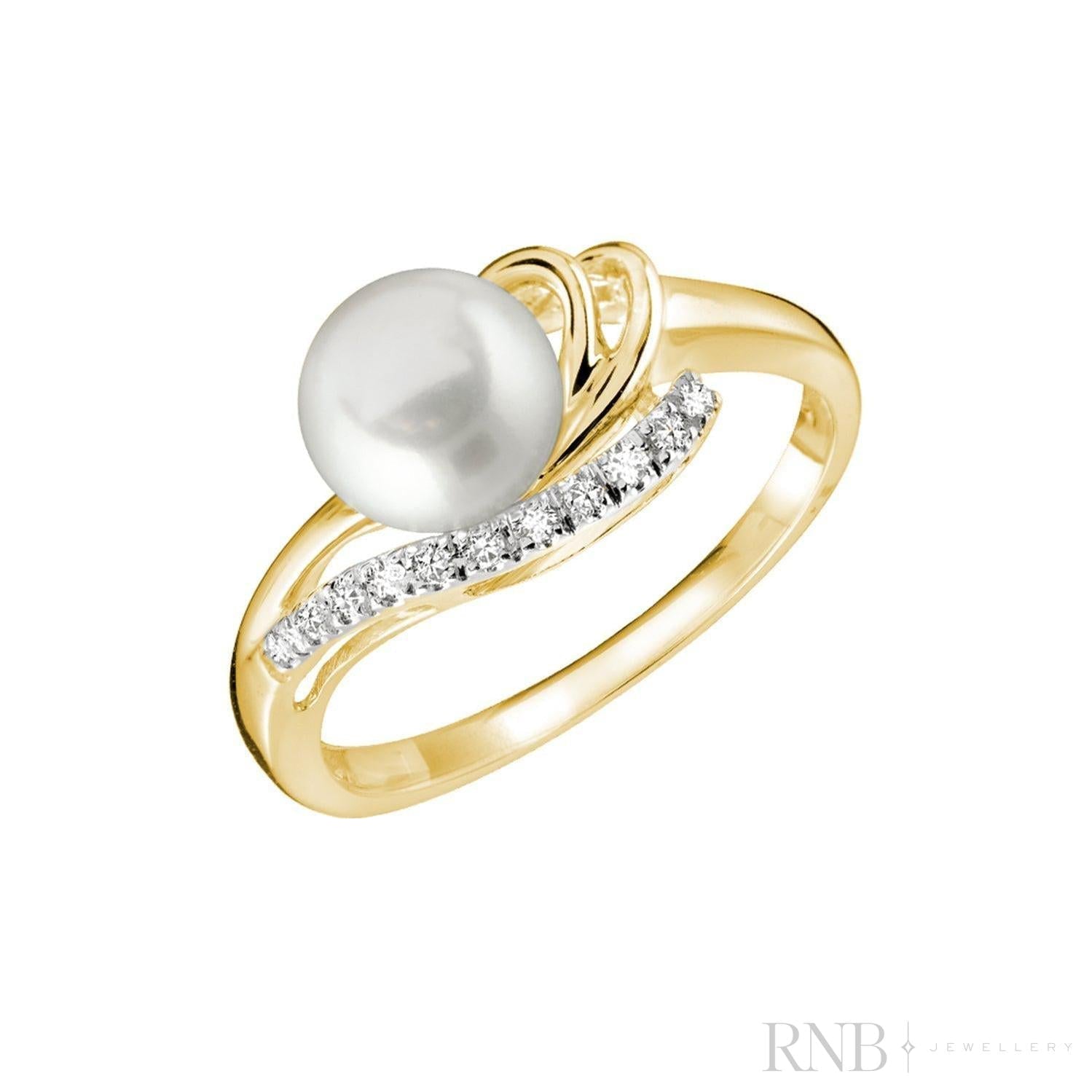 Cultured Pearl & Diamond Ring-RNB Jewellery