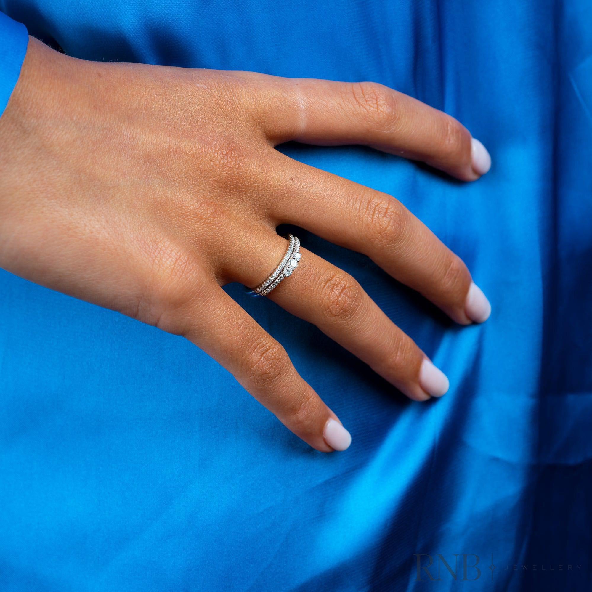 Ensemble de bagues en diamant Trinity et Semi Eternity