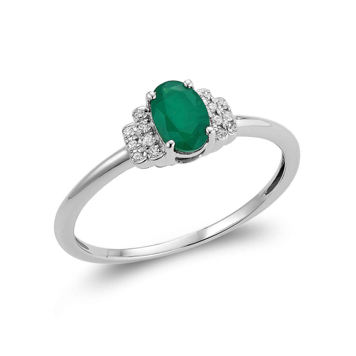Dainty Oval Created Gemstone & Diamond Ring