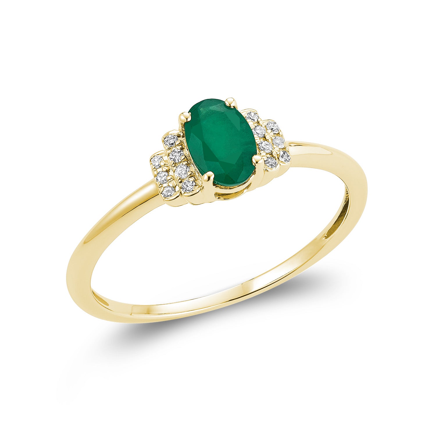 Dainty Oval Created Gemstone & Diamond Ring
