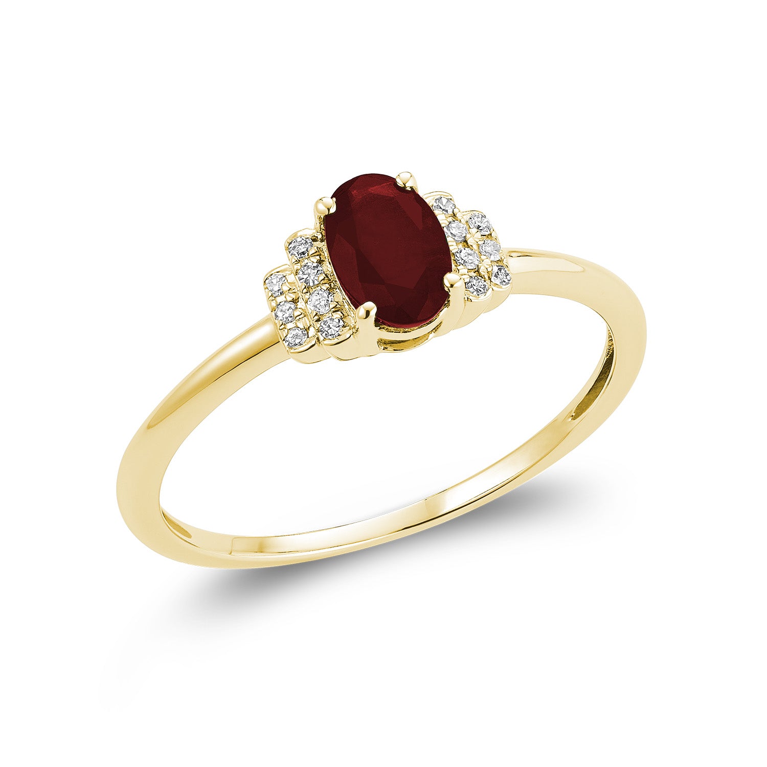 Dainty Oval Created Gemstone & Diamond Ring