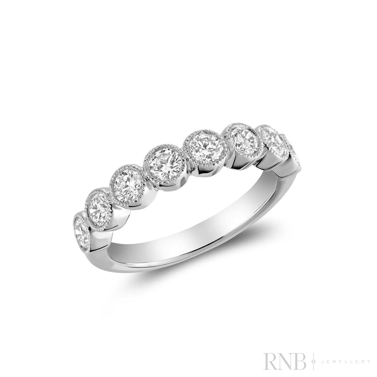 Band Bezel Semi Eternity Milgrain Lab Grown Diamond Ring - RNB Jewellery