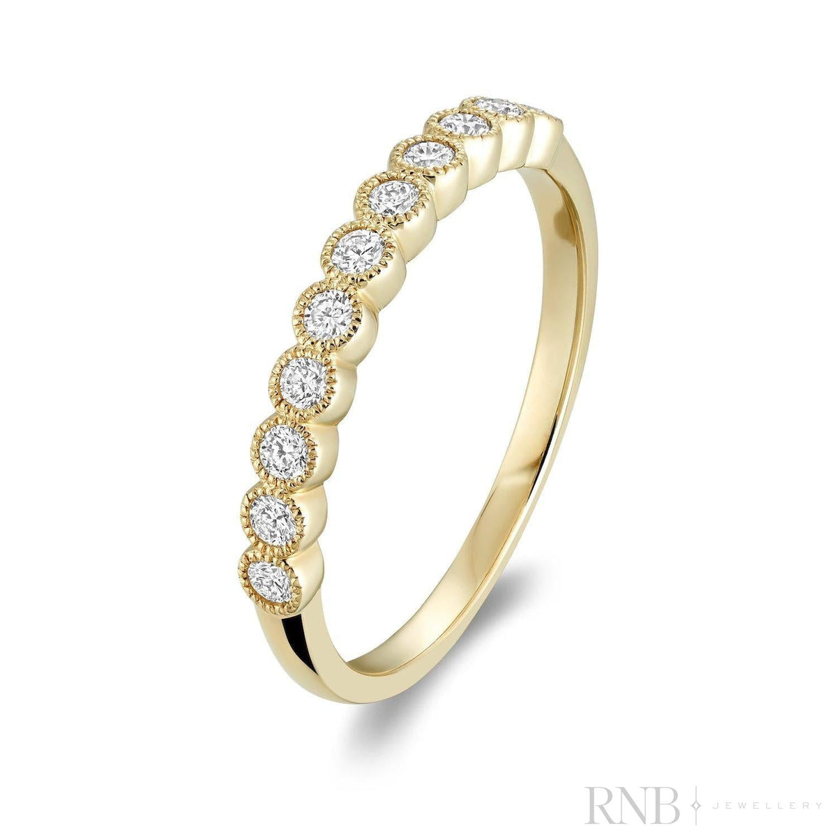 Band Bezel Semi Eternity Milgrain Lab Grown Diamond Ring - RNB Jewellery