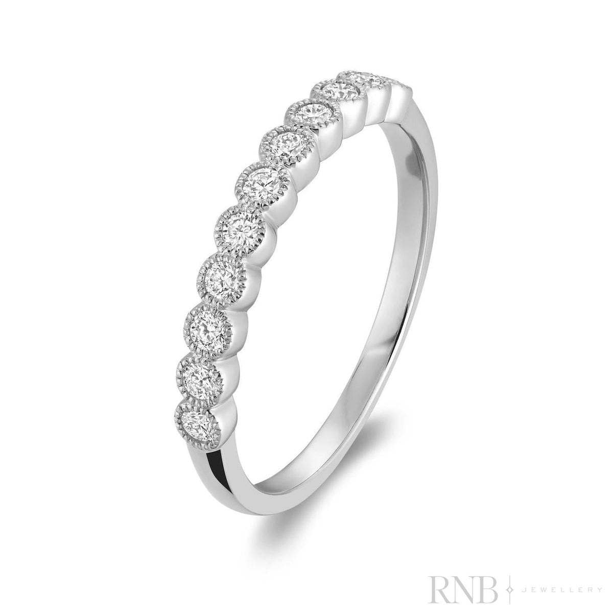Band Bezel Semi Eternity Milgrain Lab Grown Diamond Ring - RNB Jewellery