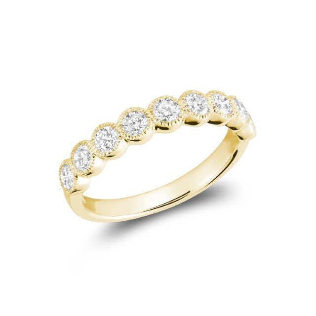 Band Bezel Semi Eternity Milgrain Lab Grown Diamond Ring - RNB Jewellery