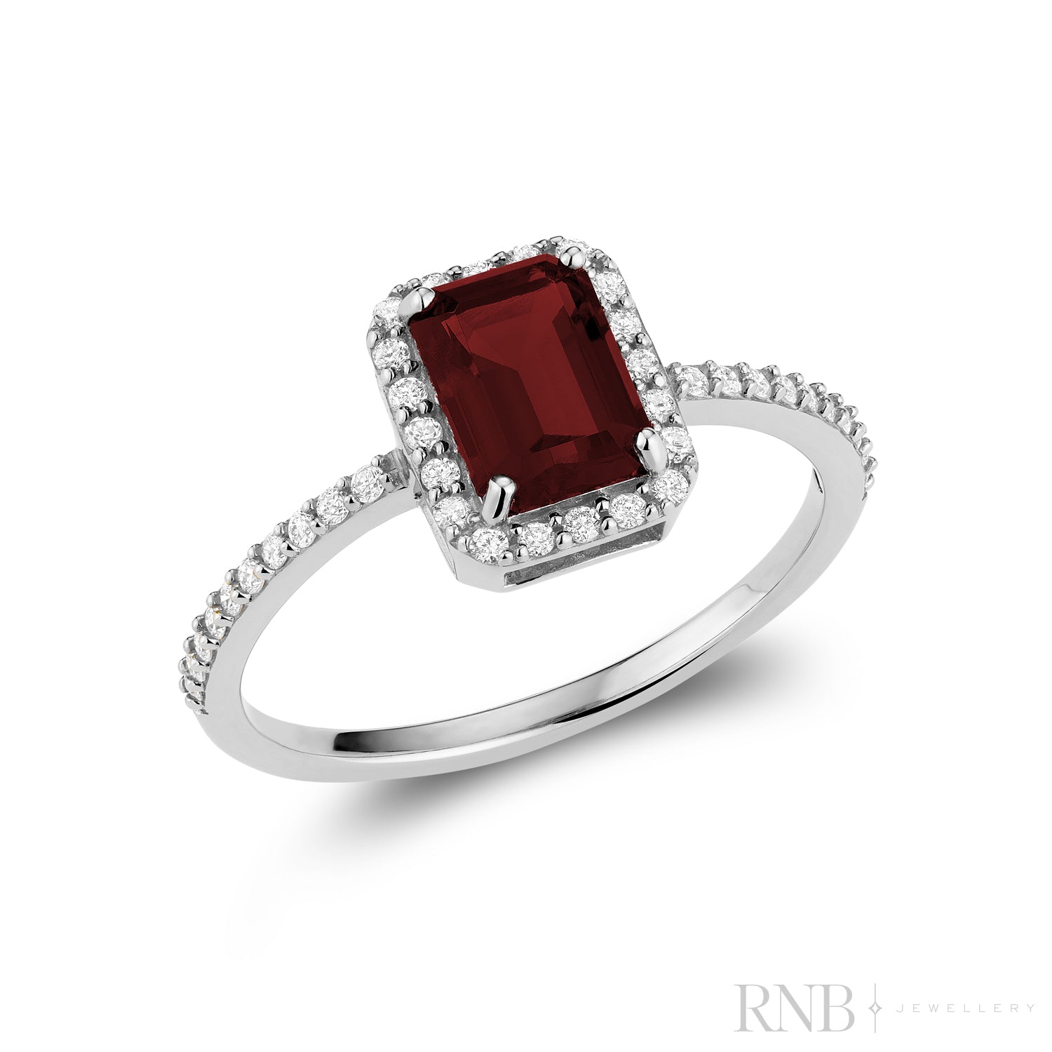 Diamond Halo & Emerald Cut Lab Grown Gemstone Ring