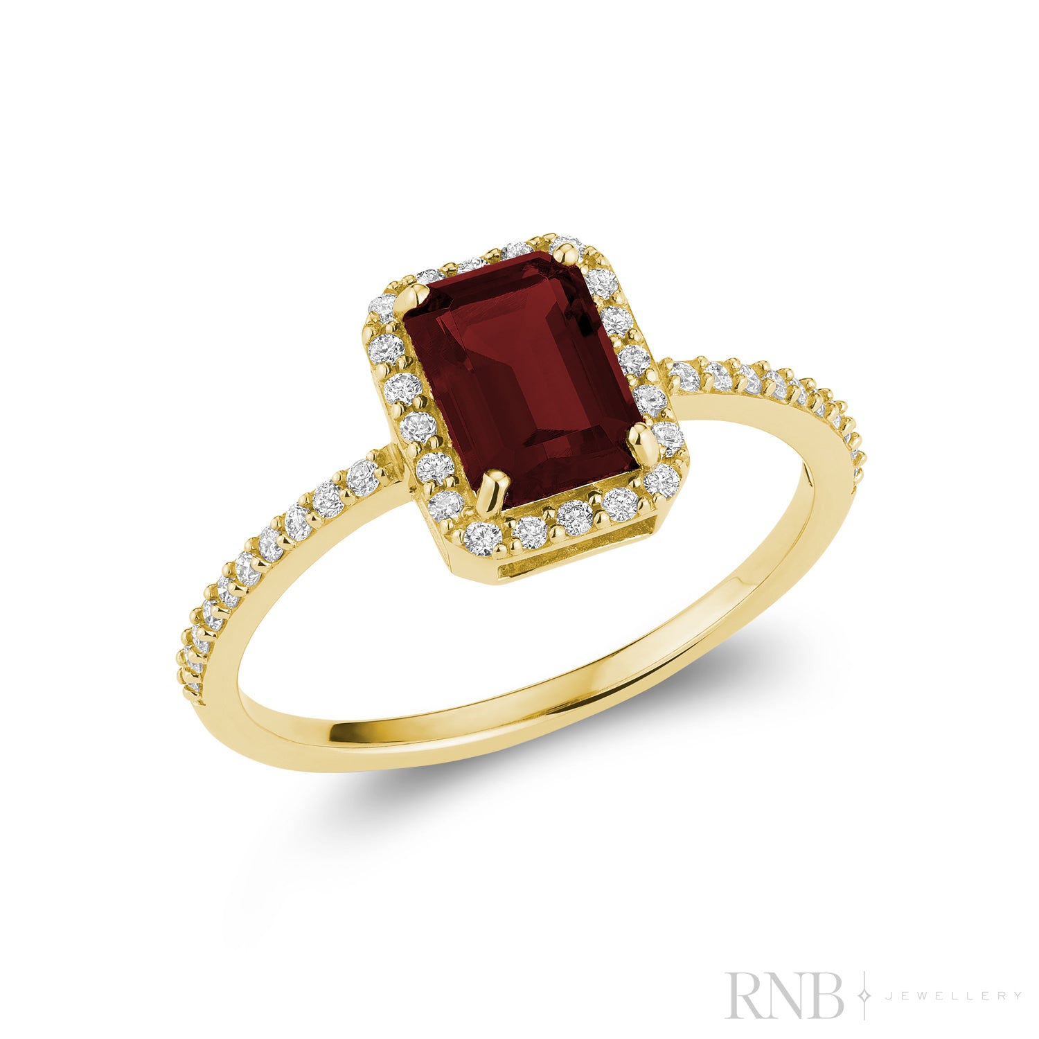 Diamond Halo & Emerald Cut Lab Grown Gemstone Ring