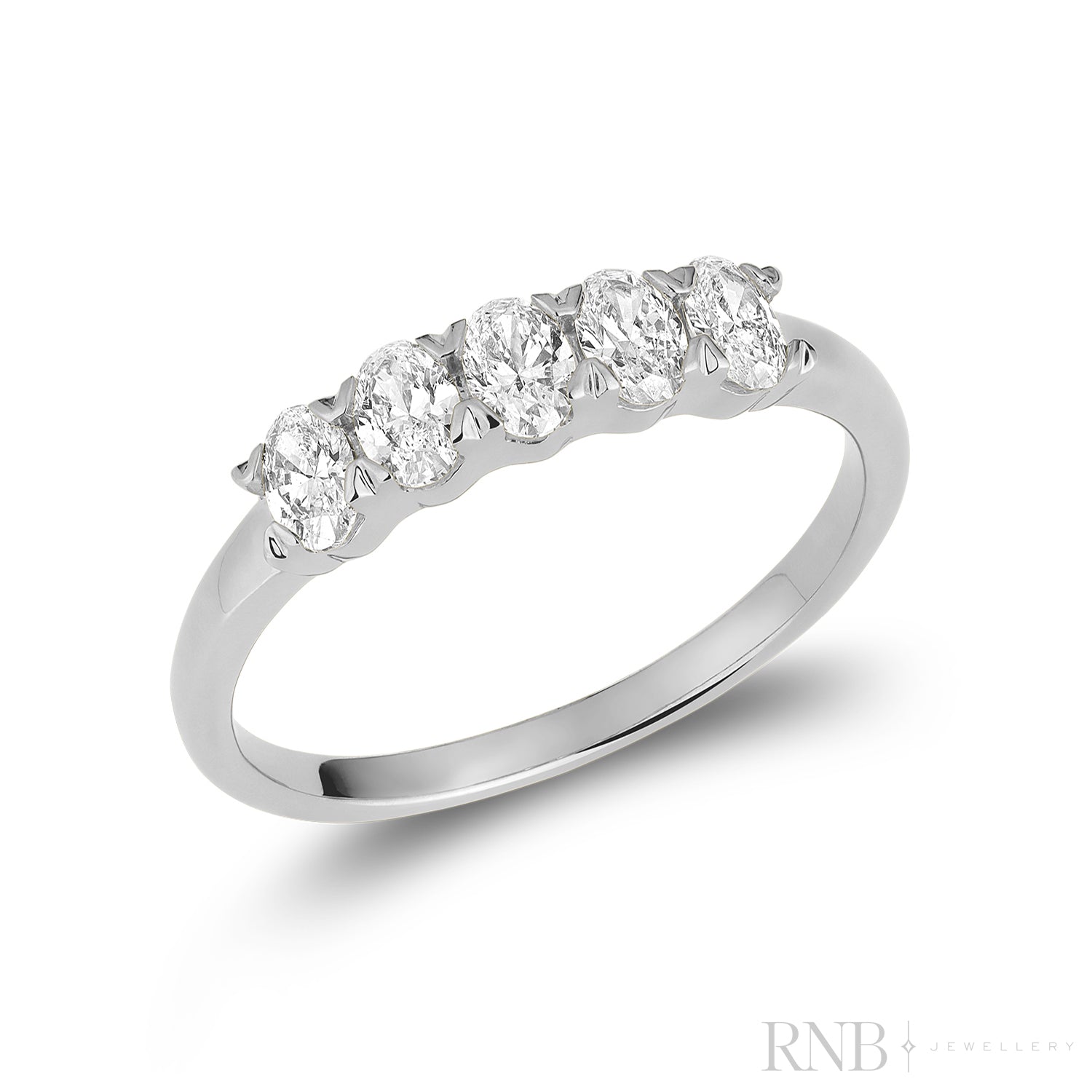 Semi Eternity Five Stone Oval Lab Grown Diamond Ring