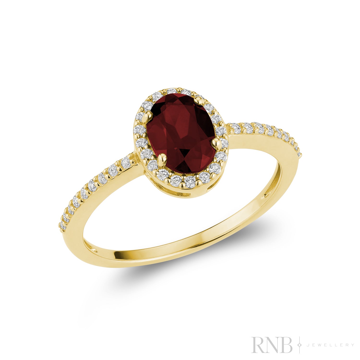 Diamond Halo & Oval Cut Gemstone with Accents Ring