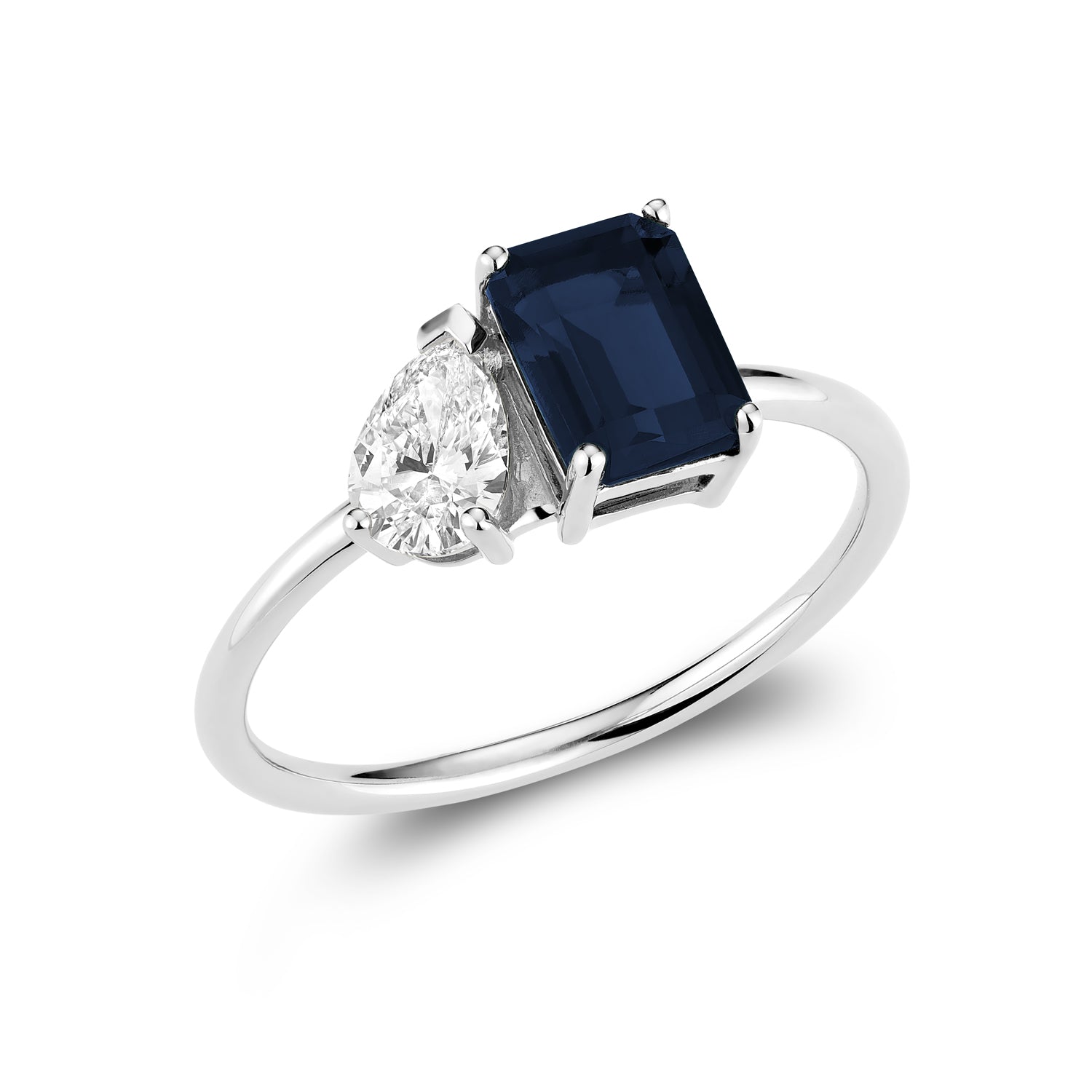 Toi et Moi Pear & Emerald Cut with Lab Grown Diamond & LG Gemstone Ring