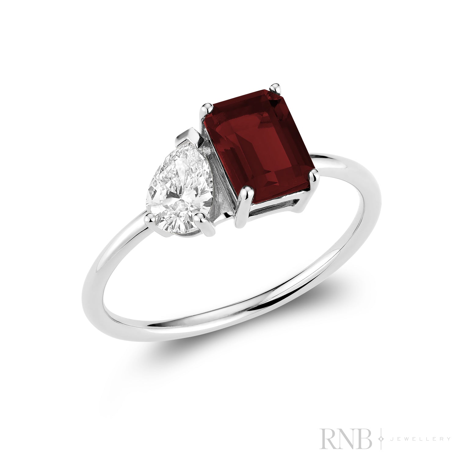 Toi et Moi Pear & Emerald Cut with Lab Grown Diamond & LG Gemstone Ring