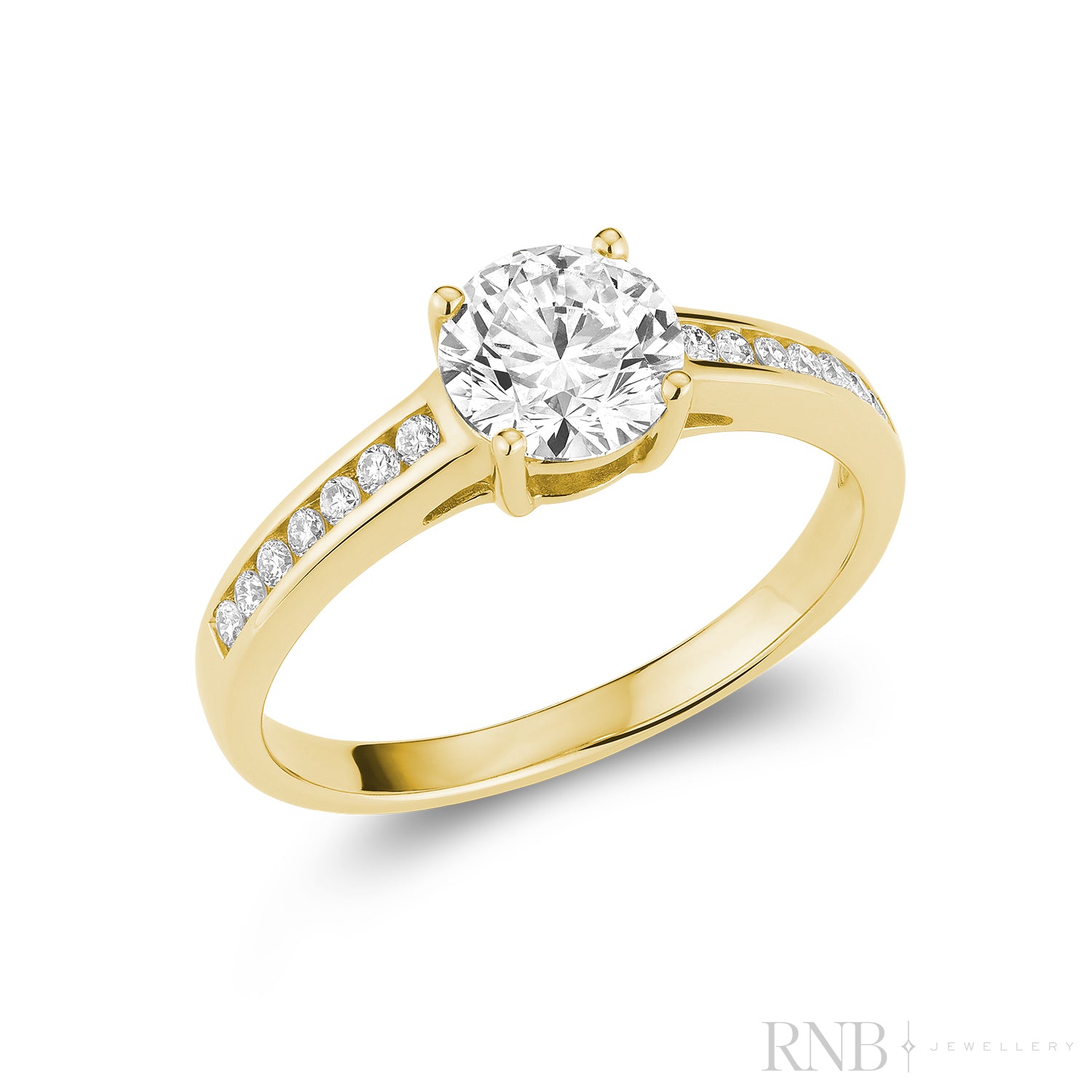 Bridal Round Lab Grown Diamond & Channel Accent Ring