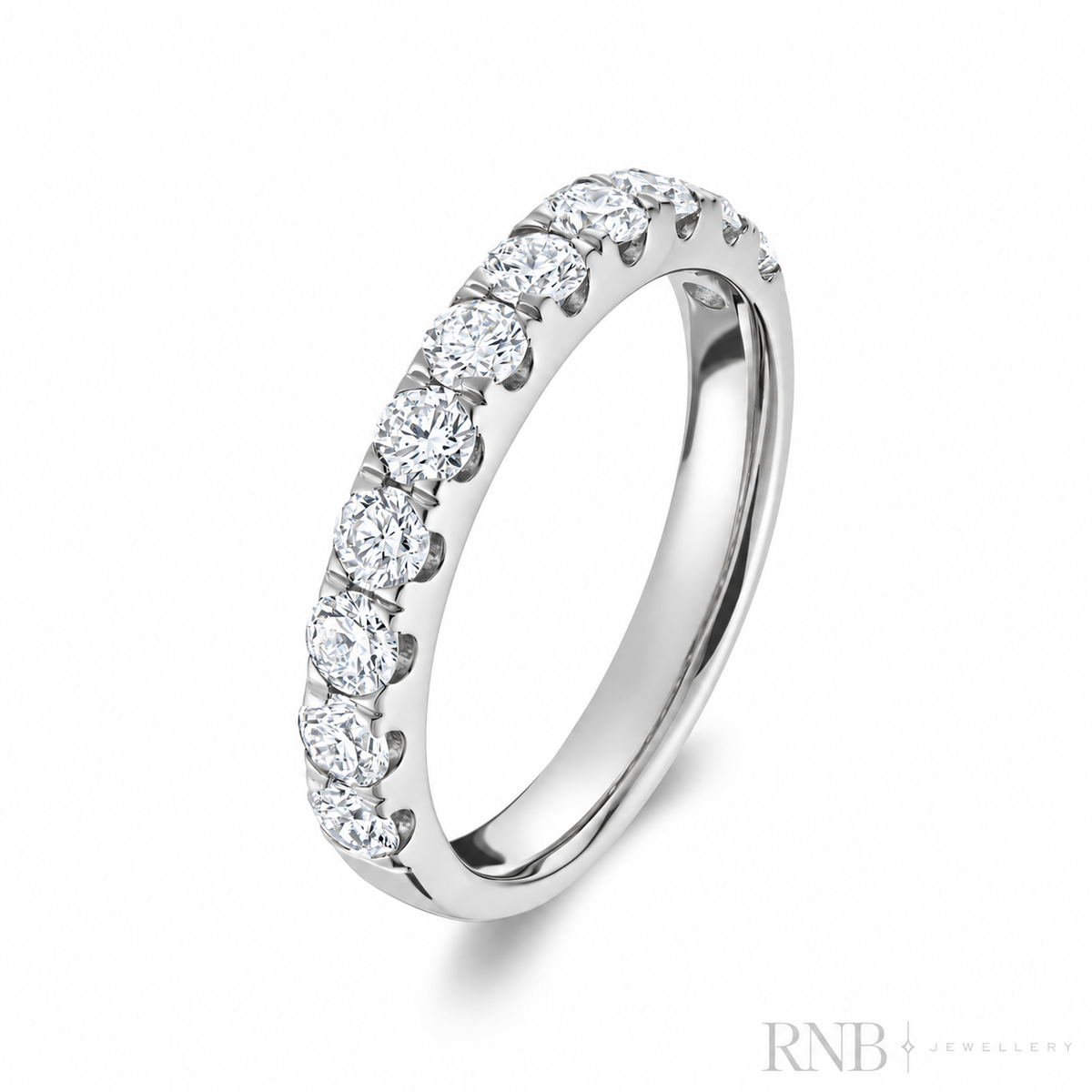 02-LGSET100 White Gold 1.00CT Lab Grown Semi Eternity Diamond Ring