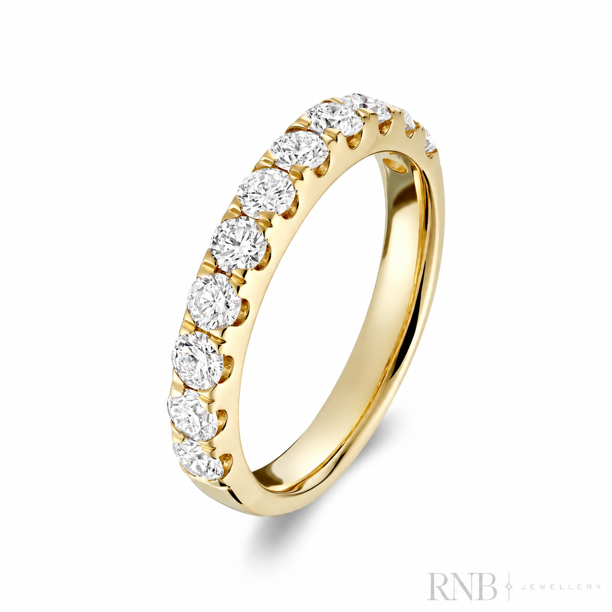 02-LGSET100Y Yellow Gold 1.00CT Lab Grown Semi Eternity Diamond Ring