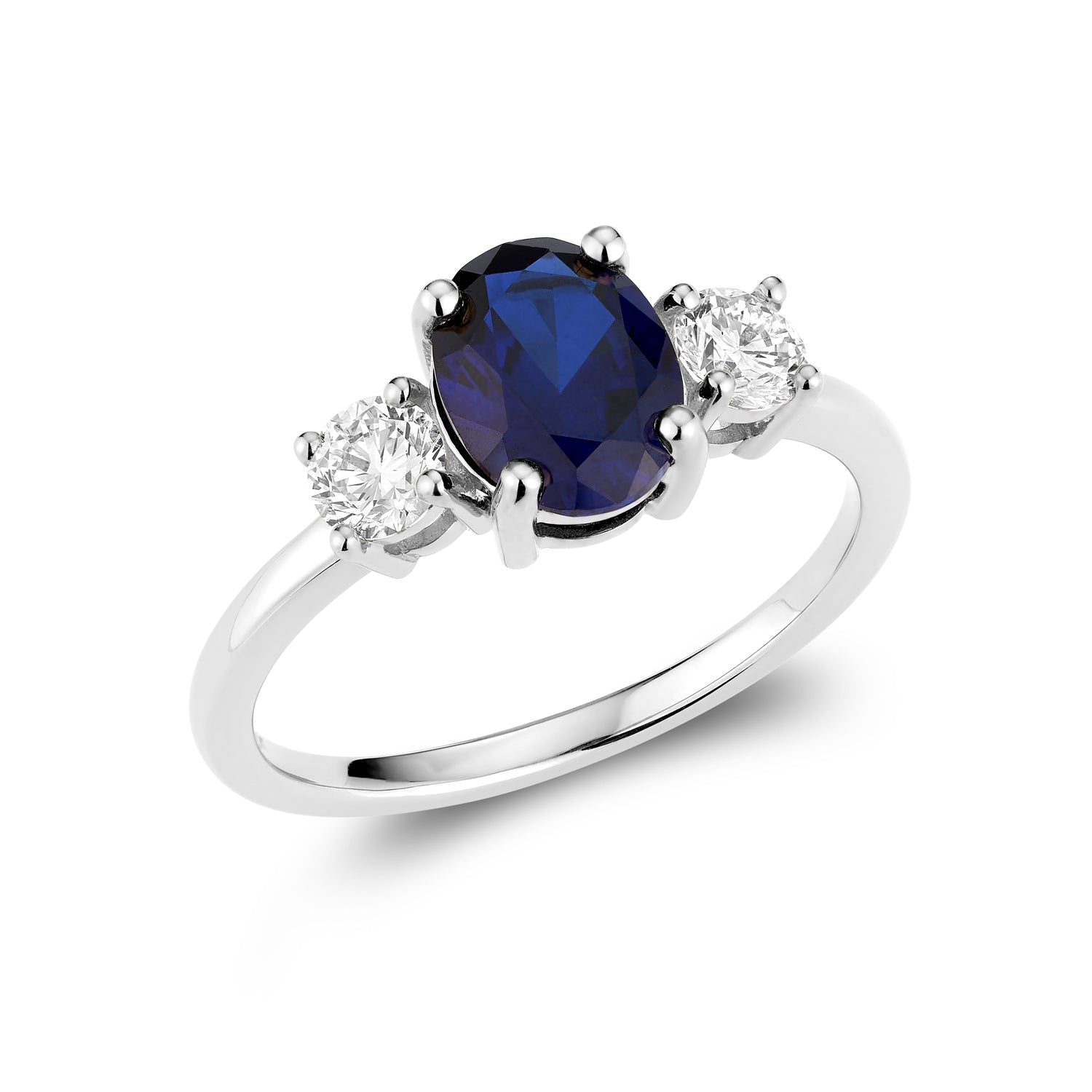 Trinity Oval Lab Grown Gemstone & Round LG Diamond Ring