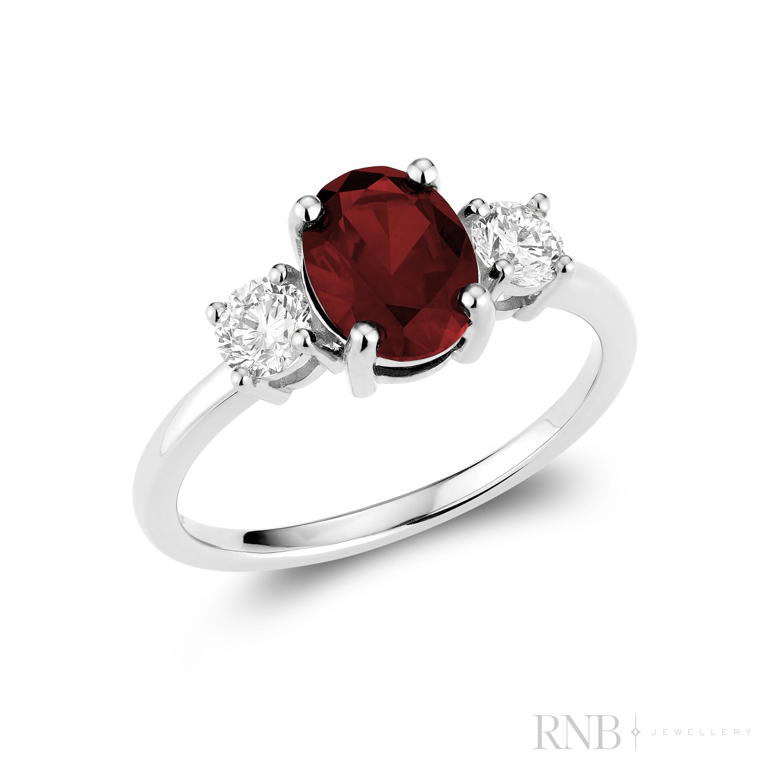 Trinity Oval Lab Grown Gemstone & Round LG Diamond Ring