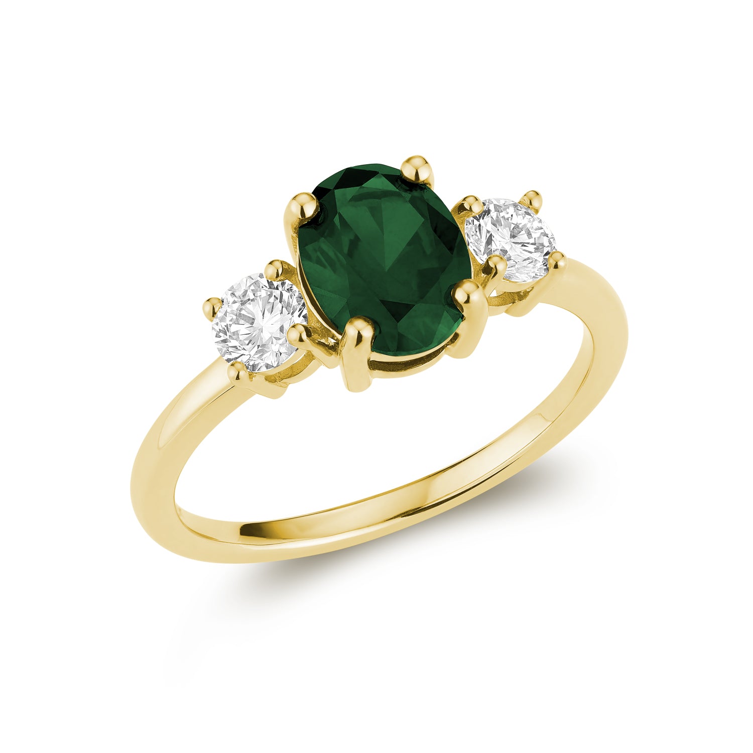Trinity Oval Lab Grown Gemstone & Round LG Diamond Ring