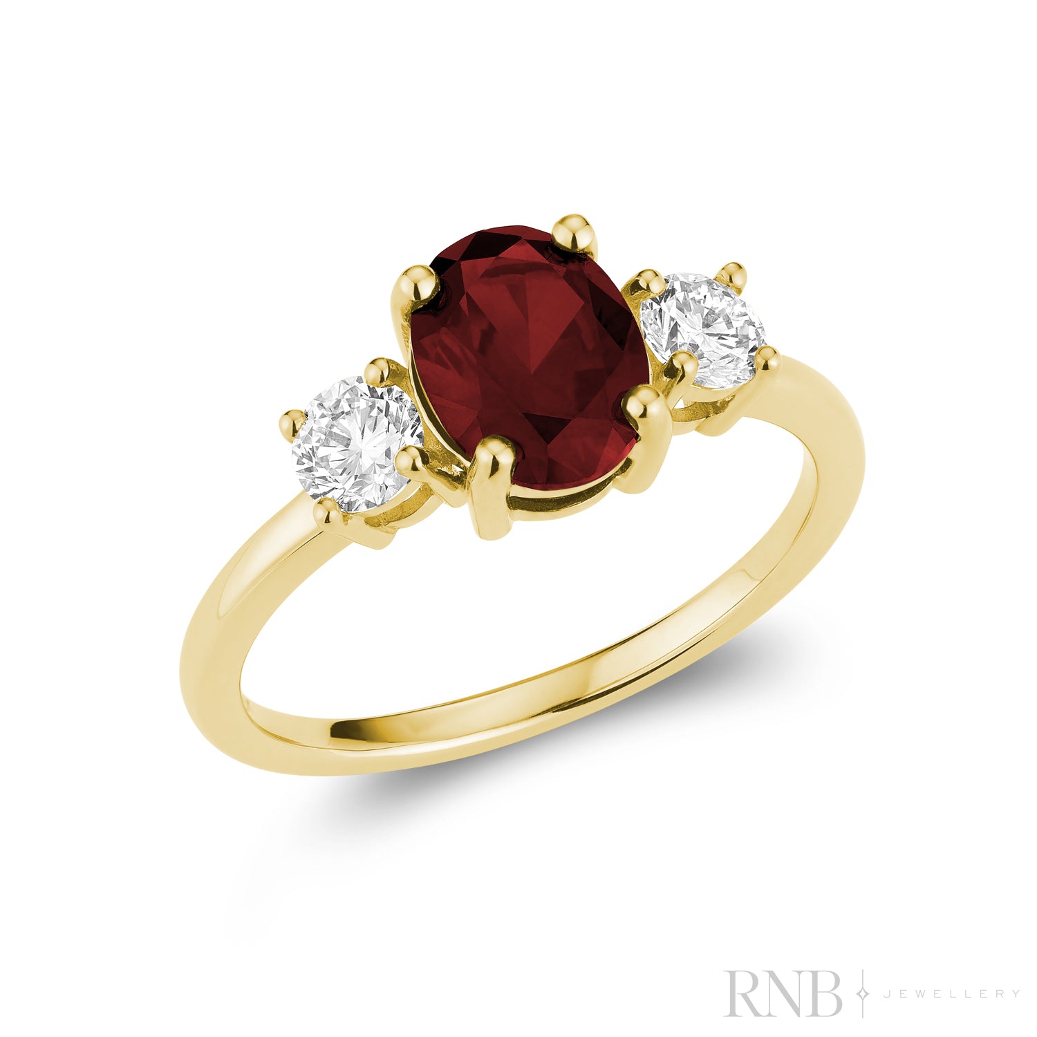 Trinity Oval Lab Grown Gemstone & Round LG Diamond Ring