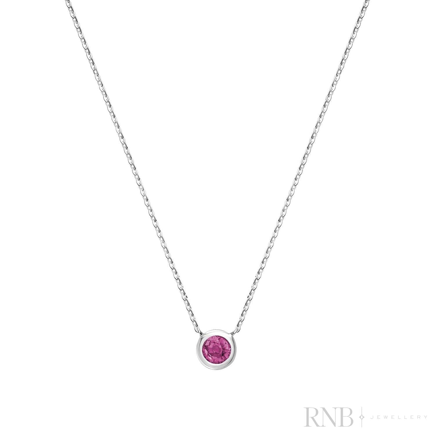 Bezel Set Precious Stone Necklace-RNB Jewellery