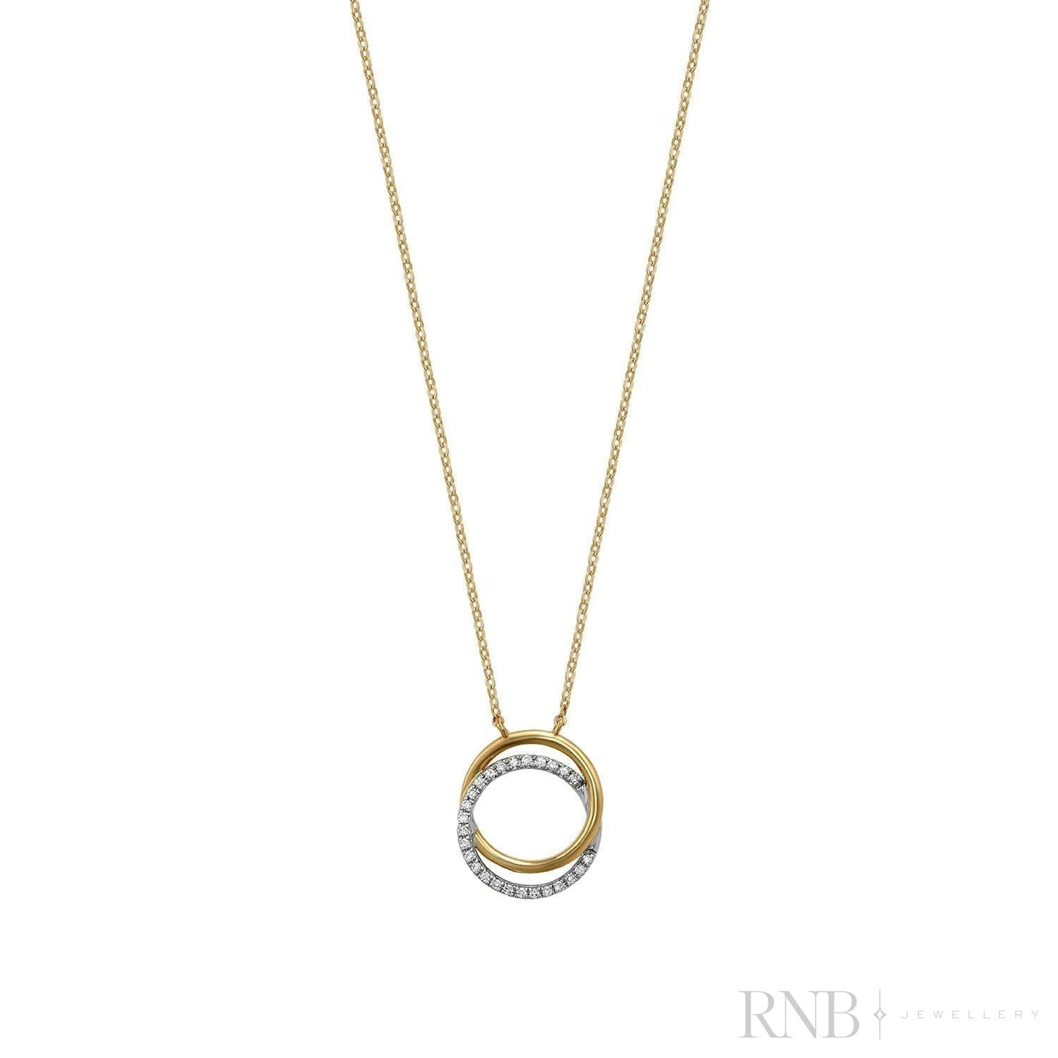 Double Circle Diamond Necklace-RNB Jewellery