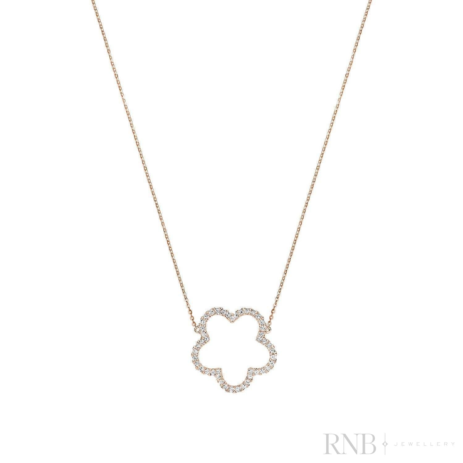 Open Hollow Flower Diamond Necklace-RNB Jewellery