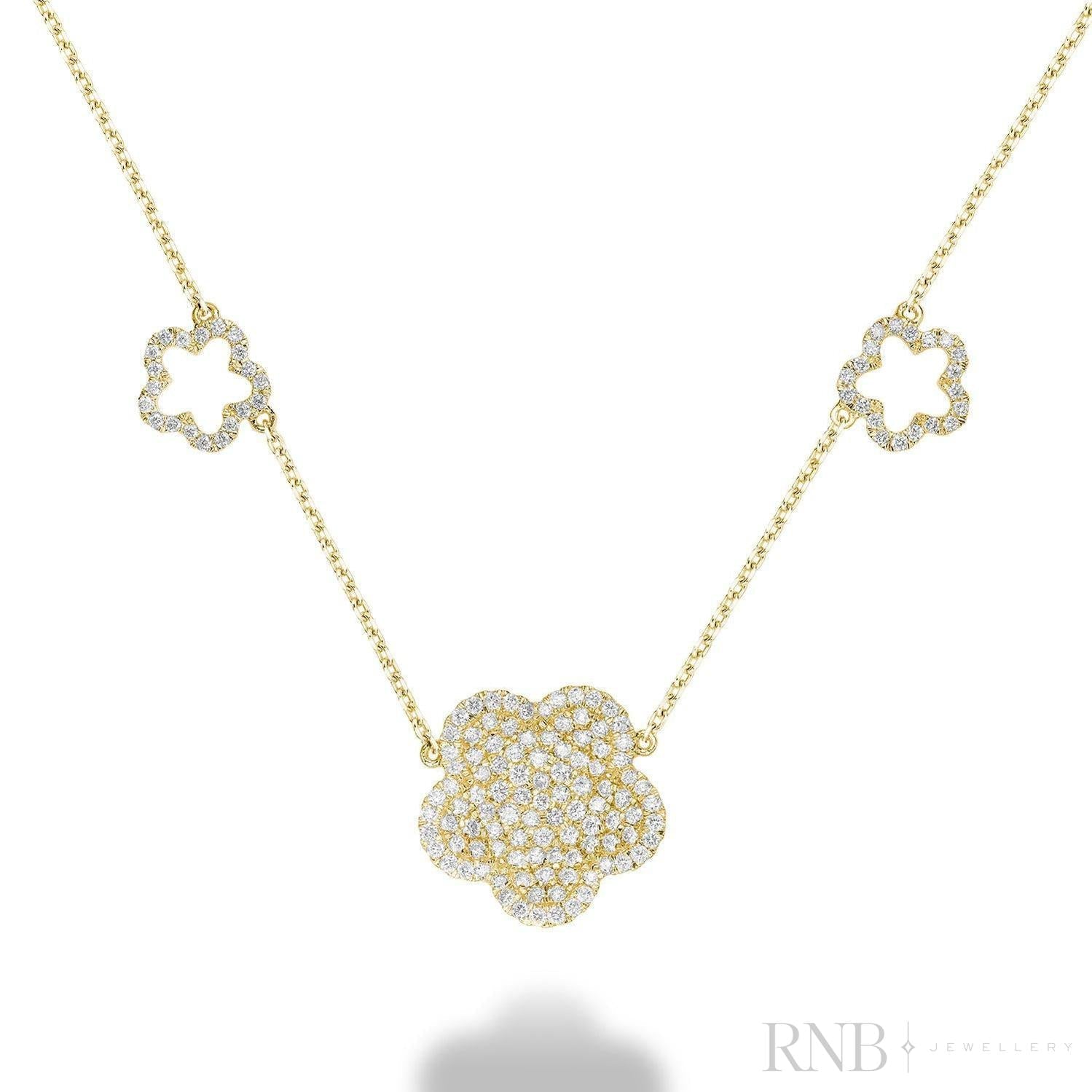 Flower Pave Diamond Necklace-RNB Jewellery