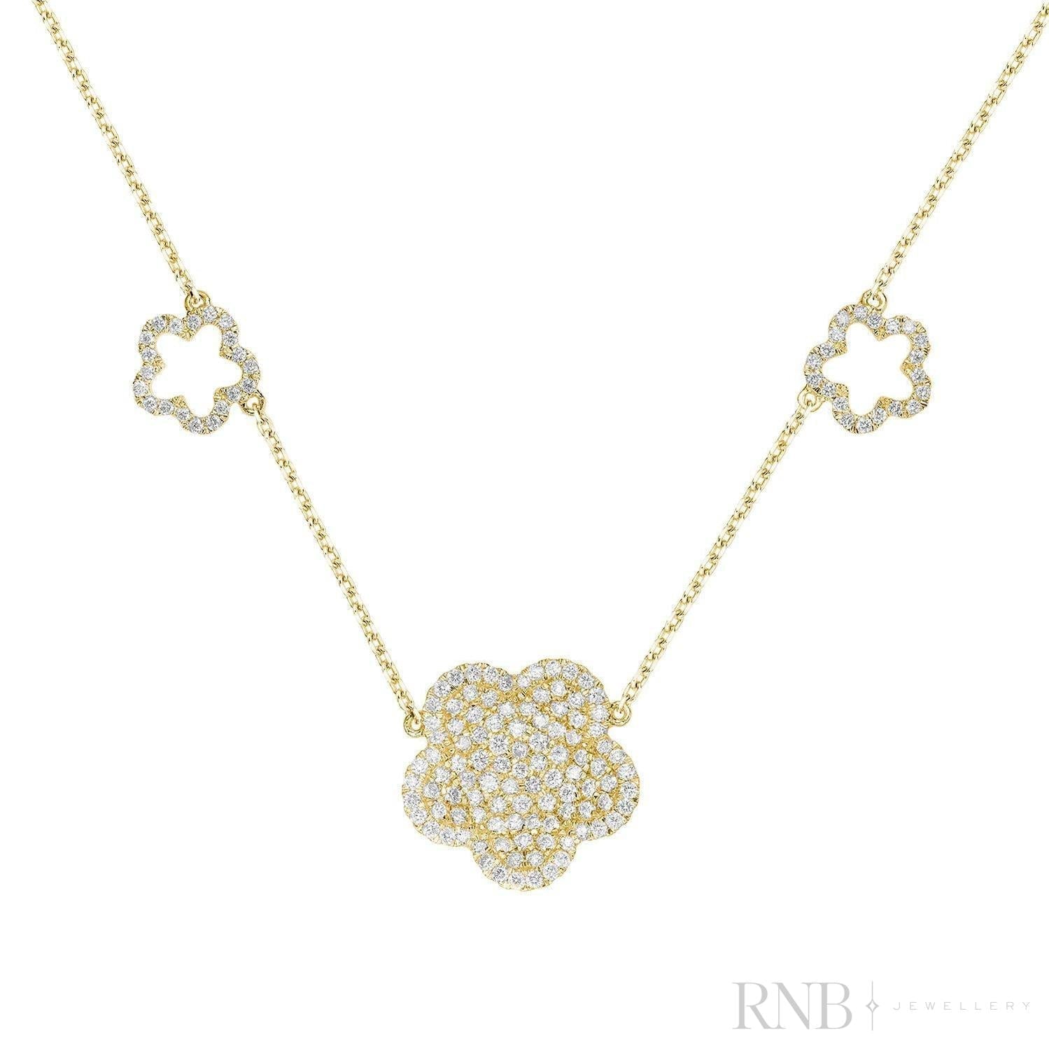 Flower Pave Diamond Necklace-RNB Jewellery